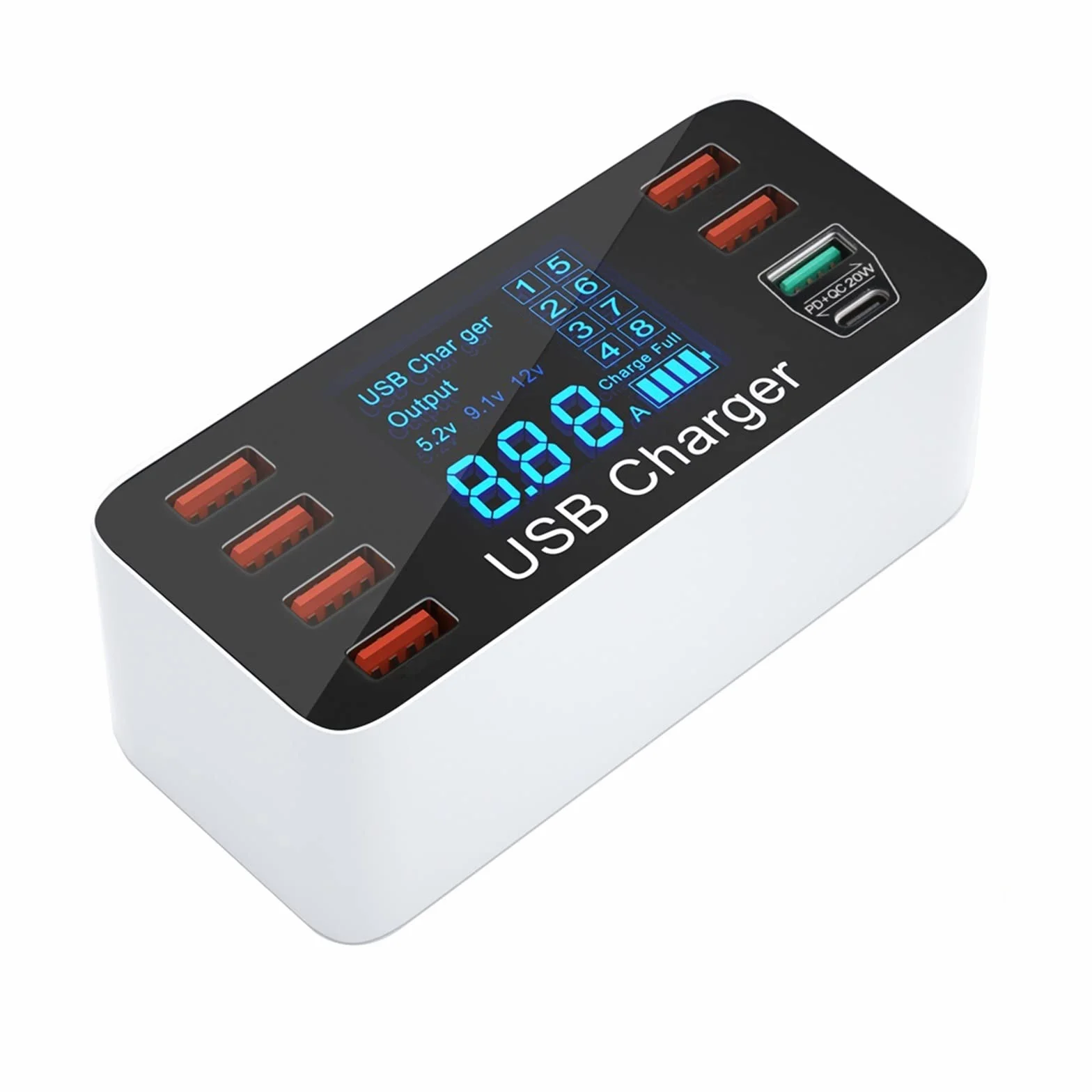 Wielofunkcyjna ładowarka USB, Stacja ładująca do wielu urządzeń, szybkie ładowanie 3.0 przejściówka do szybkiej ładowarki 8 stacja ładująca USB typu C ładowarka do telefonu do wielu urządzeń(6USB QC3.