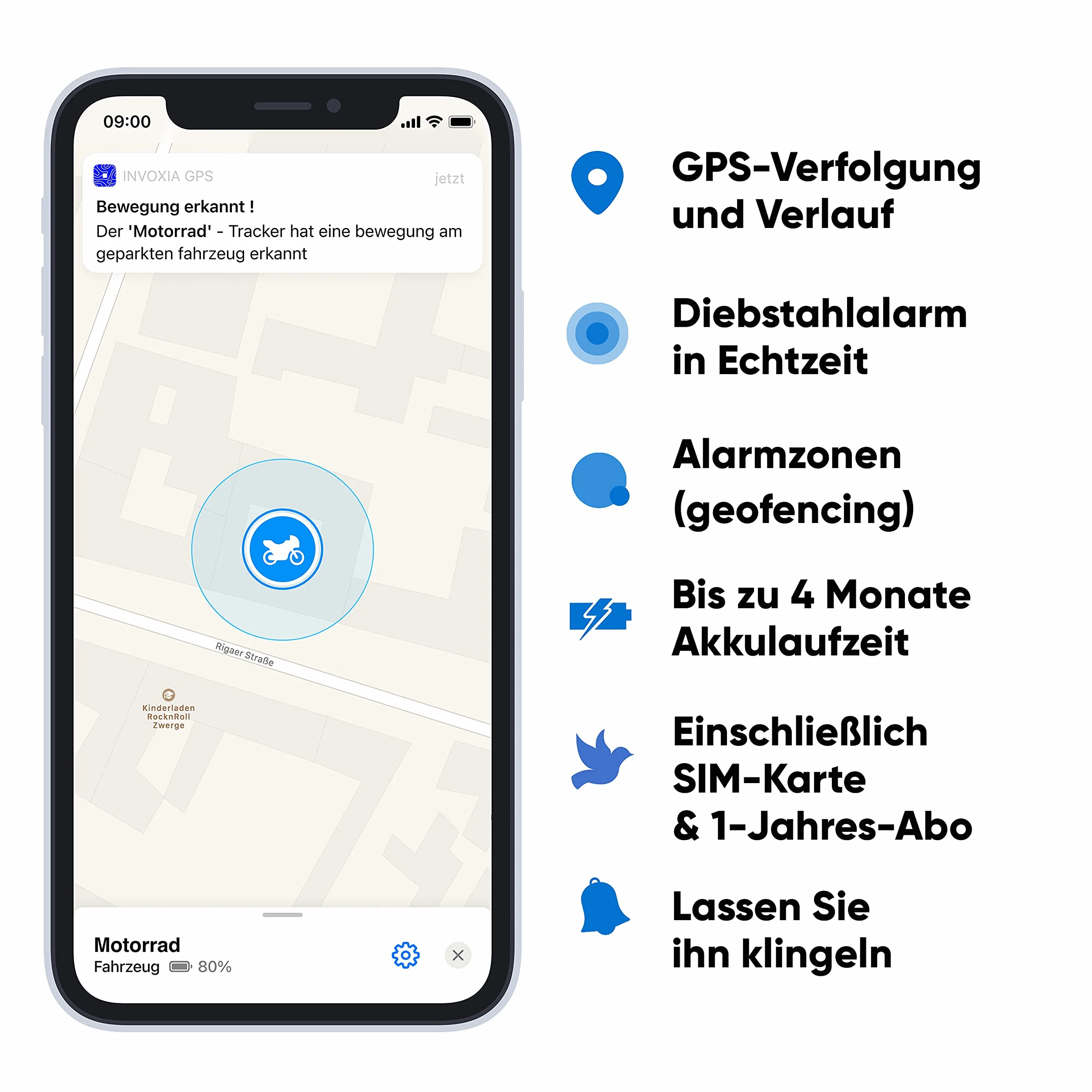 Invoxia Cellular lokalizator GPS – do wszystkich samochodów, motocykli, rowerów oraz dla seniorów, dzieci, przedmiotów wartościowych – do 4 miesięcy czasu pracy baterii – w tym karta SIM i 1-rok ABO – 4G LTE-M