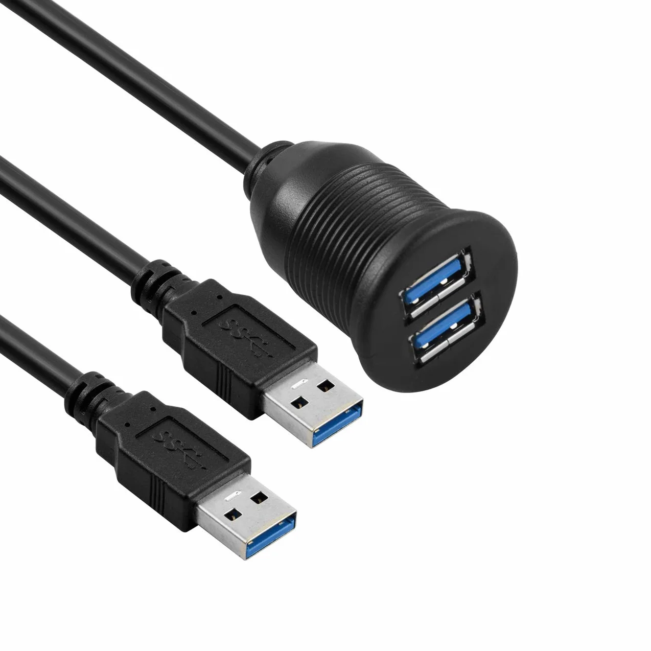Kabel USB do deski rozdzielczej, do montażu wpuszczanego, 1 m, USB 3.0, przedłużacz do deski rozdzielczej, do samochodu, łodzi, motocykla