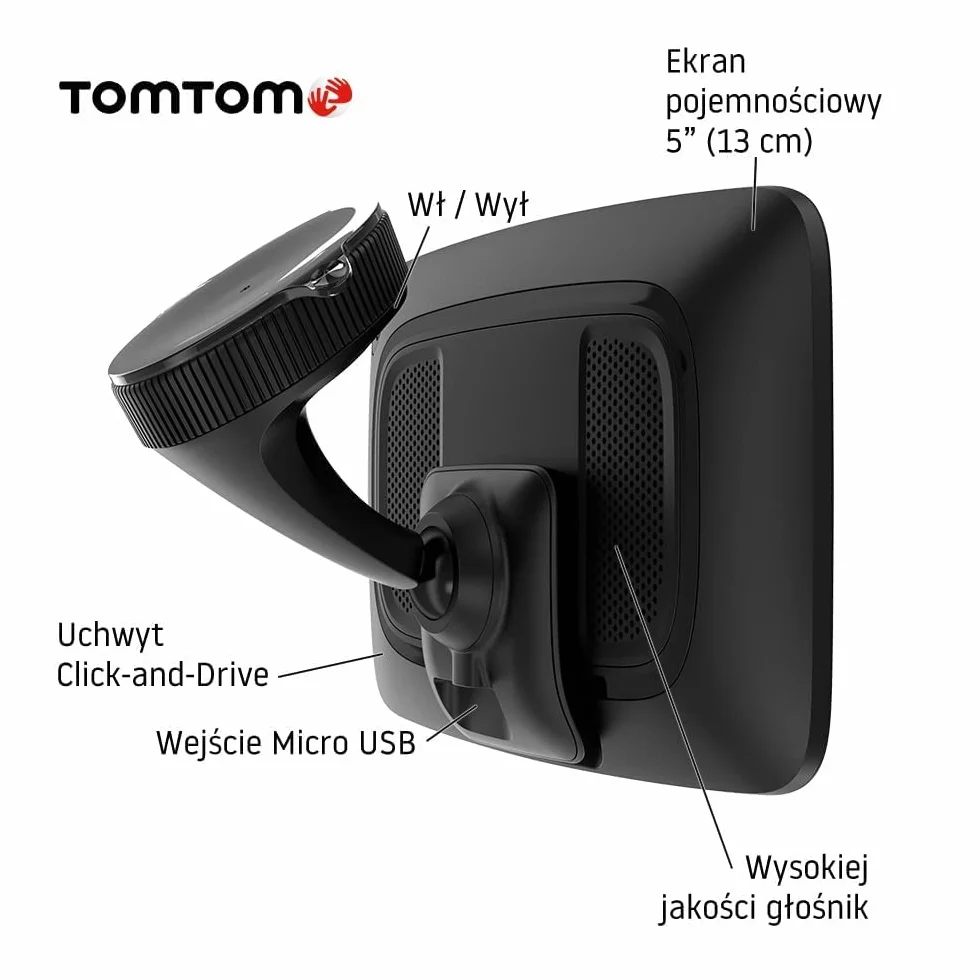 TomTom GO Discover nawigacja GPS z ekranem 5 cali, (mapy Świata, informacje o korkach TomTom Traffic, WiFi, informacje o cenach paliw, dostępności parkingów, uchwyt magnetyczny)