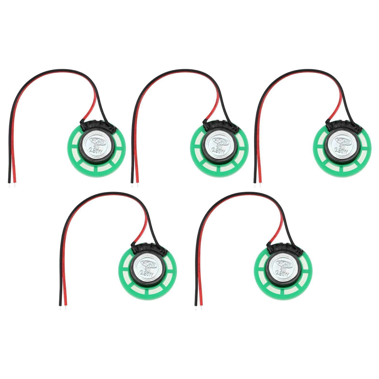 5 szt. Mini głośnik zabawka magnetyczny głośnik wewnętrzny zamiennik głośnika 8 omów 0,5 W do gier elektronicznych DIY 26 mm długość kabla 100 mm zielony