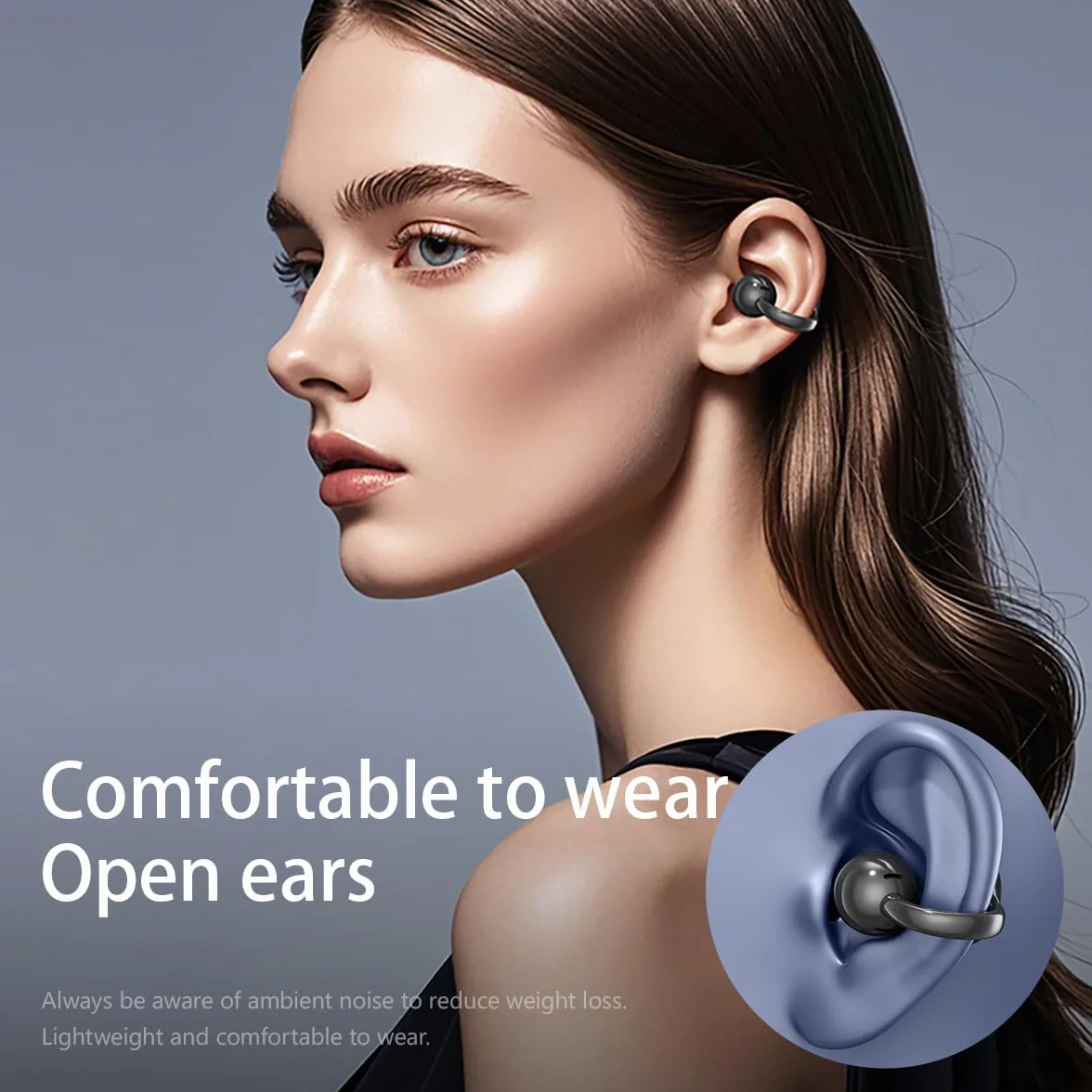 Słuchawki Bluetooth z klipsem na ucho, Bluetooth 5.4, sportowe słuchawki z otwartym uszem, wodoszczelne IPX5, cyfrowy wyświetlacz LED, typ otwarty, nadają się do uprawiania sportu/fitnessu