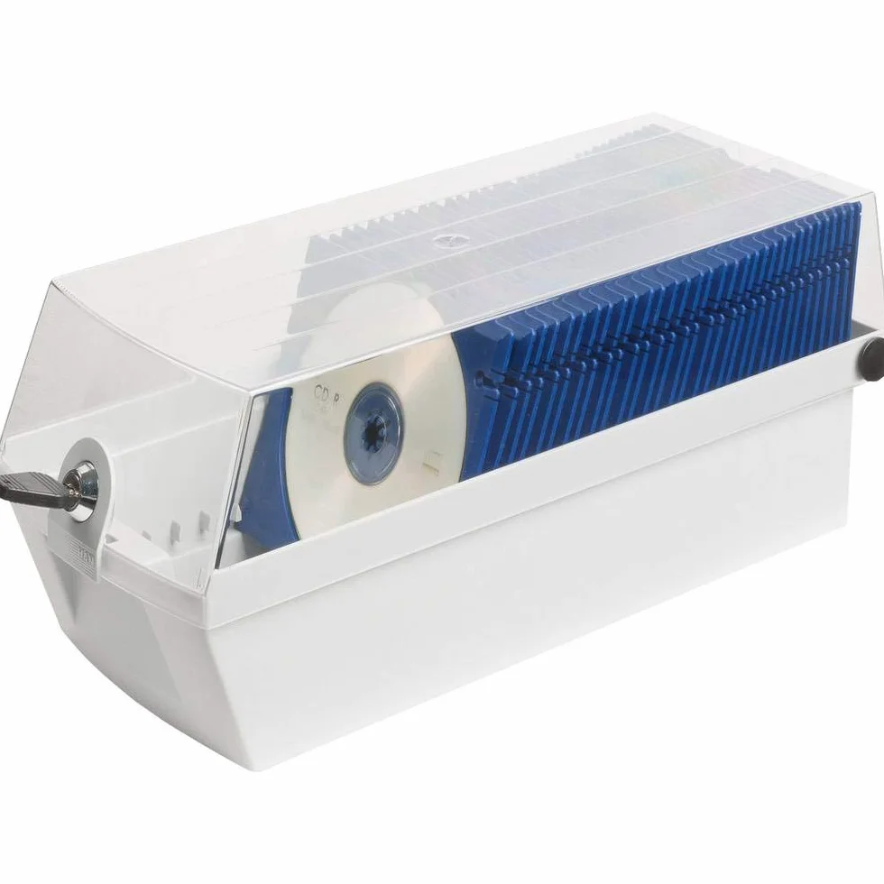 HAN 9260-11, CD-Box MÄX 60, Profibox na 60 płyt CD/DVD, bezpieczny z zamkiem i 2 tackami MÄX, jasnoszary