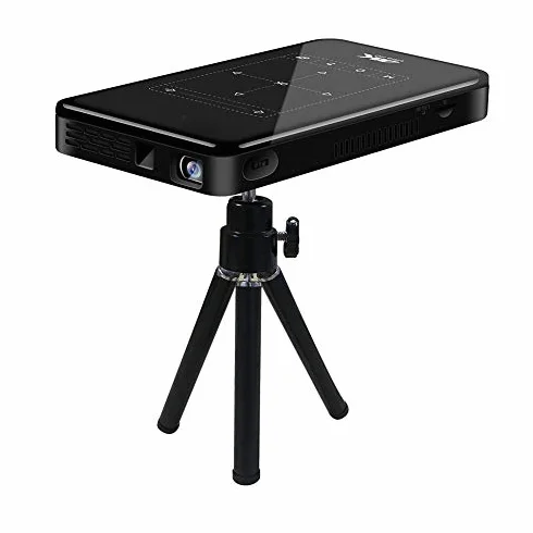 Mini projektor kieszonkowy, inteligentny projektor DLP Pico obsługuje wejście HD/dekodowanie 4K HD ze złączem HDMI USB/ekranem dotykowym/RC, do kina domowego, na rodzinne imprezy (Android 6.0) (ME)