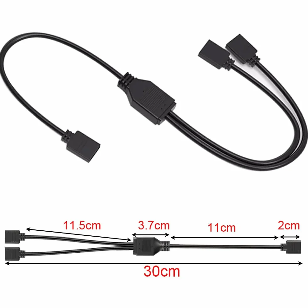 Gebildet Kabel Rozdzielający ARGB 1 do 2, 5V 3-pin Adresowalny Przedłużający RGB do Wentylatorów PC