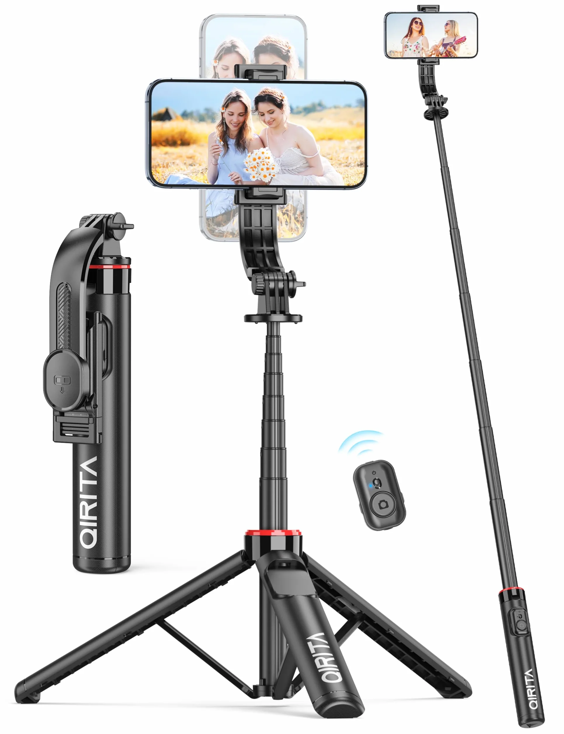 Statyw na smartfona aluminiowy wysuwany 130 cm z pilotem bezprzewodowym obrotowy 360° do selfie