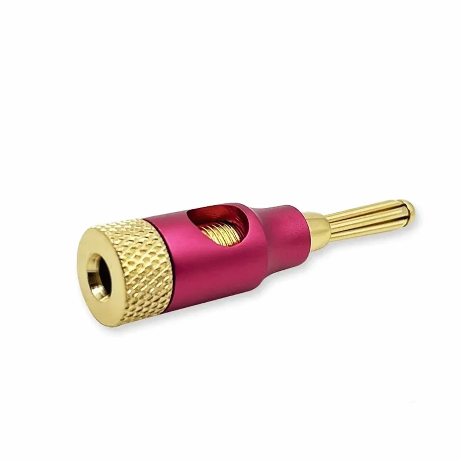 Wtyk bananowy z metalu, 4 mm, wtyk bananowy z czystej miedzi, pozłacany czystym złotem, głośnik do kabli audio i wideo, banany bez lutowania, możliwość układania w stos z boku, 4 sztuki