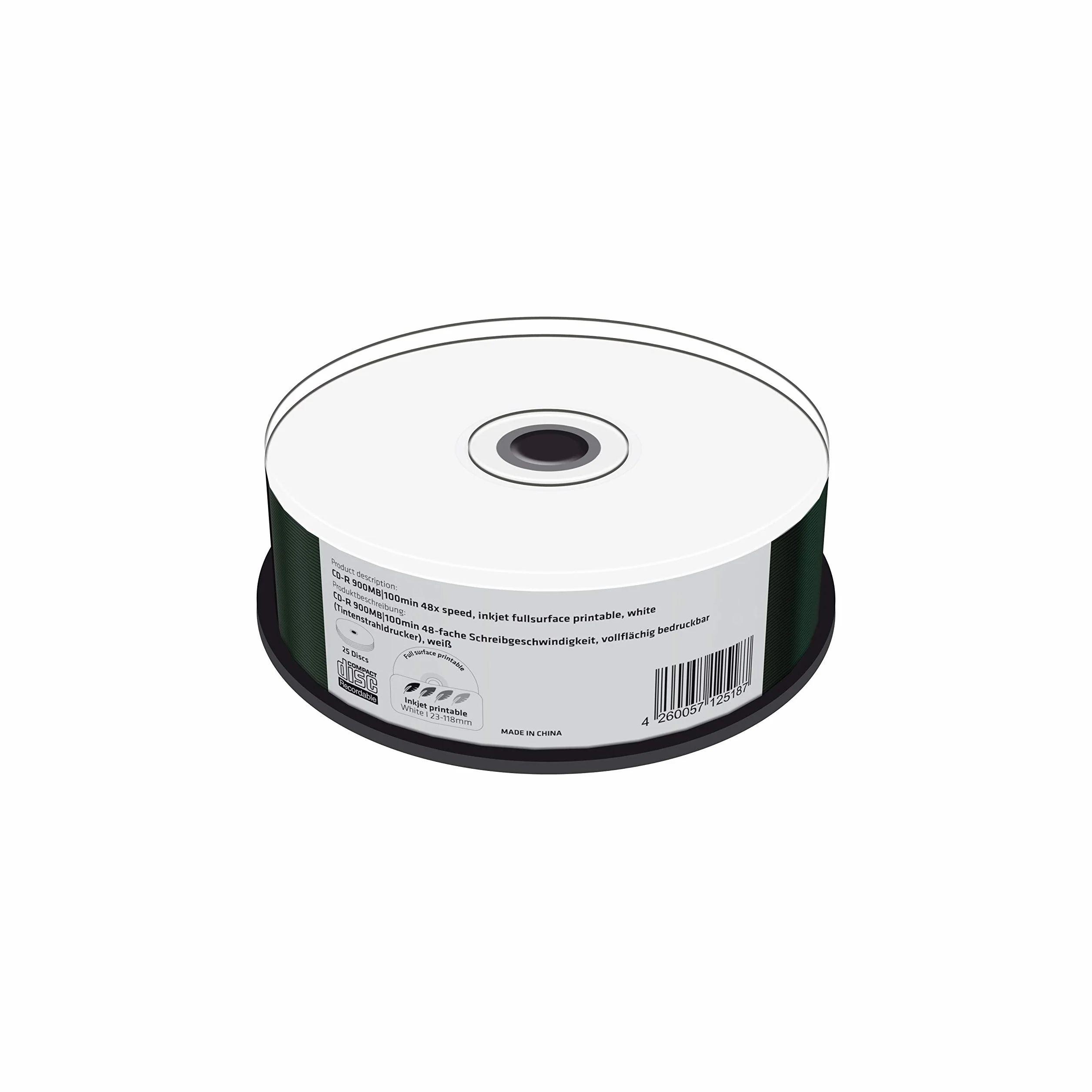 MediaRange CD-R 900MB 100min 48x Speed Inkjet Printable Cake 25 MR243