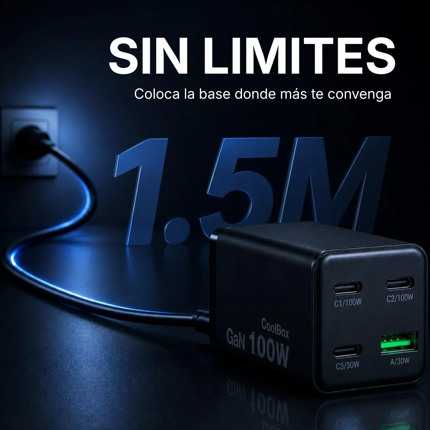 CoolBox Ładowarka 100 W USB C GAN, szybkie ładowanie 4 porty (3 porty USB-C + USB-A), Power Delivery PPS, kompatybilna z MacBookiem, iPadem, iPhone 17/16/15, Samsung Galaxy, Pixel i Steam Deck