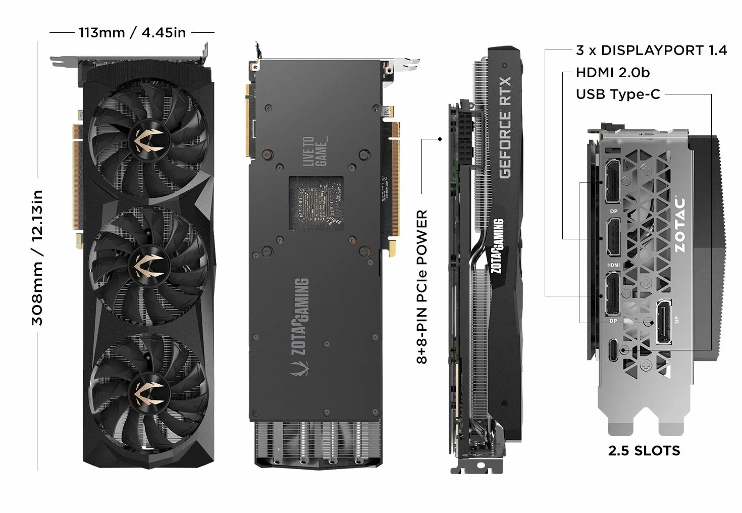 ZOTAC GAMING GeForce RTX 2080 Ti potrójny wentylator 11 GB GDDR6 352-bit SPECTRA RGB LED metalowa karta graficzna z tyłu - ZT-T20810F-10P