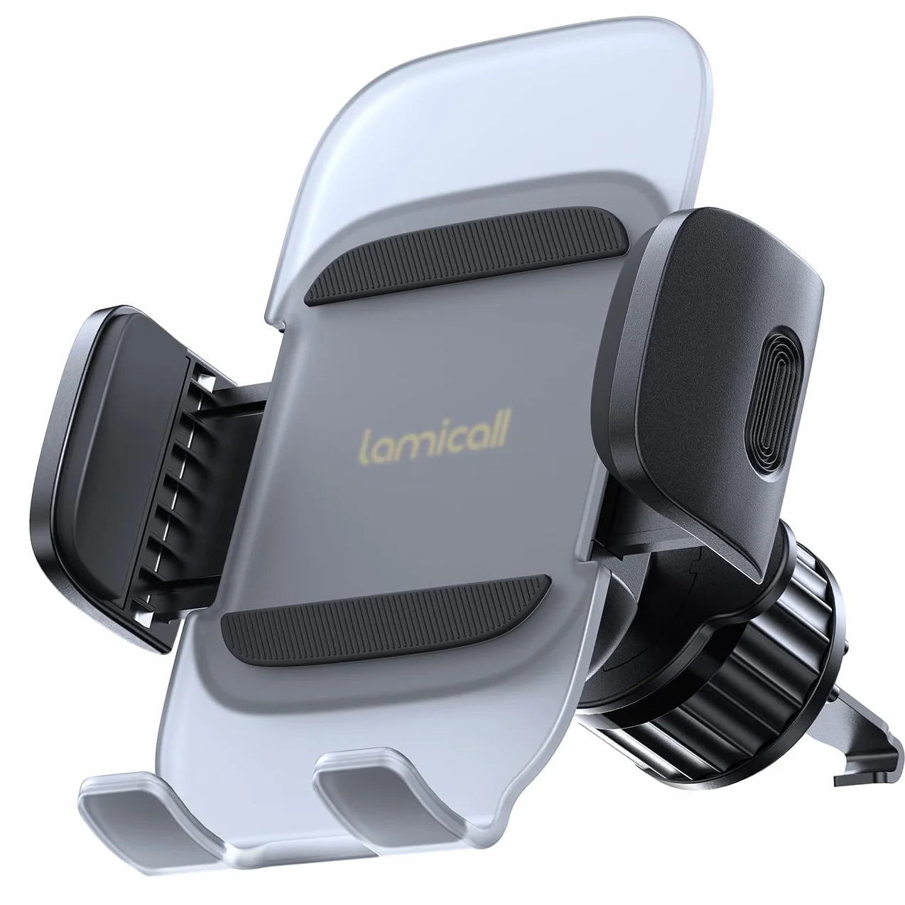 Lamicall Uchwyt telefonu samochodowego - [2025 Sprężynowy klip]Szybkościowy uchwyt samochodowy dla telefonu z metalowym hakiem,Uniwersalna podstawka wentylacyjna dla iPhone 16 15 14 13 Serie,4-7 cali