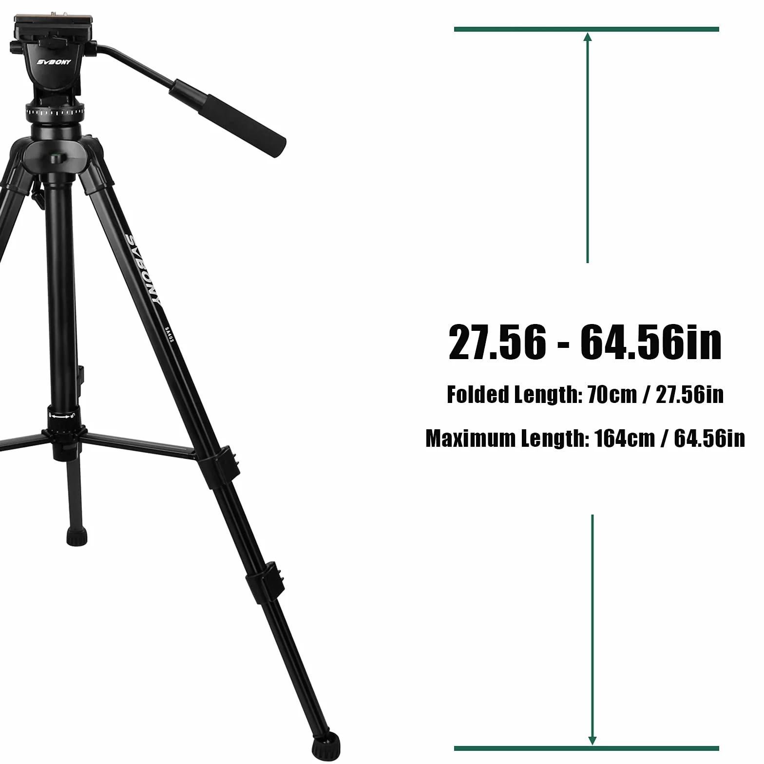 Svbony SA402 Statyw do aparatu z płynną głowicą Aluminiowa, profesjonalny statyw podróżny z płytą szybkiego uwalniania, 64.56 cala Statyw podróżny 360 stopni 360 stopni, do lunet fotograficznych SLR Camera