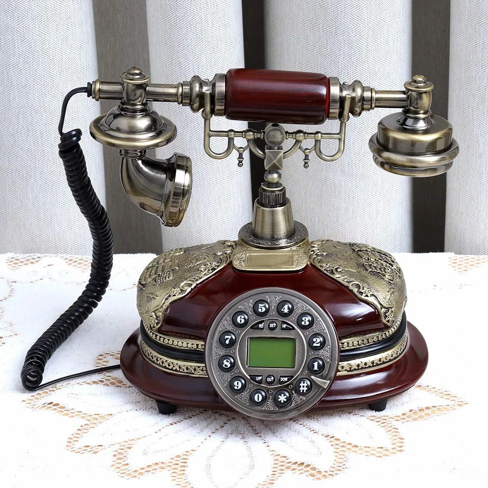 Telefon biurowy w stylu vintage, antyczny telefon ze stałą funkcją rejestracji podatkowej i identyfikatorem dzwoniącego