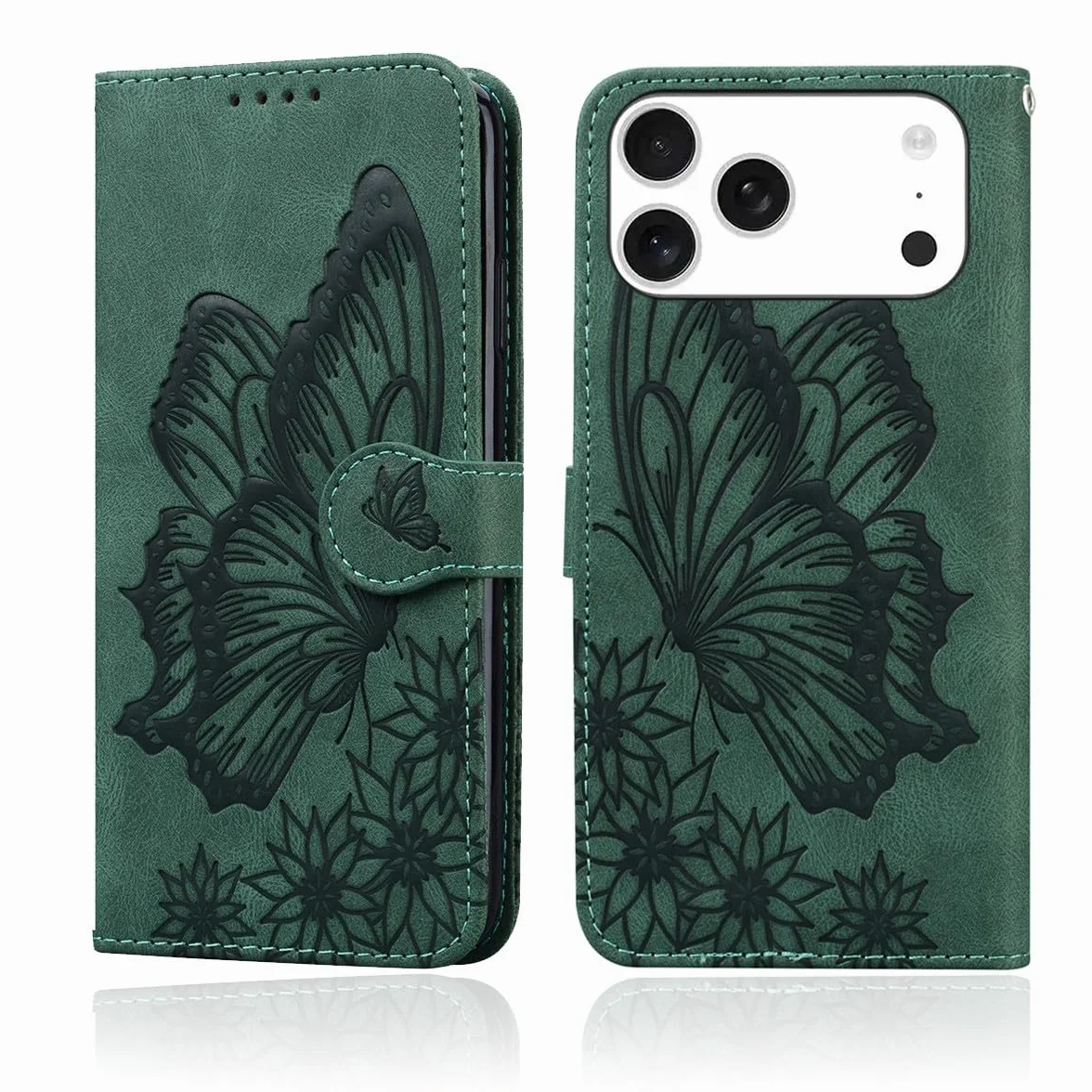Generic Kompatybilny z iPhone 14 (kolor: zielony) skórzany portfel motylkowy z klapką magnetyczne etui z klapką