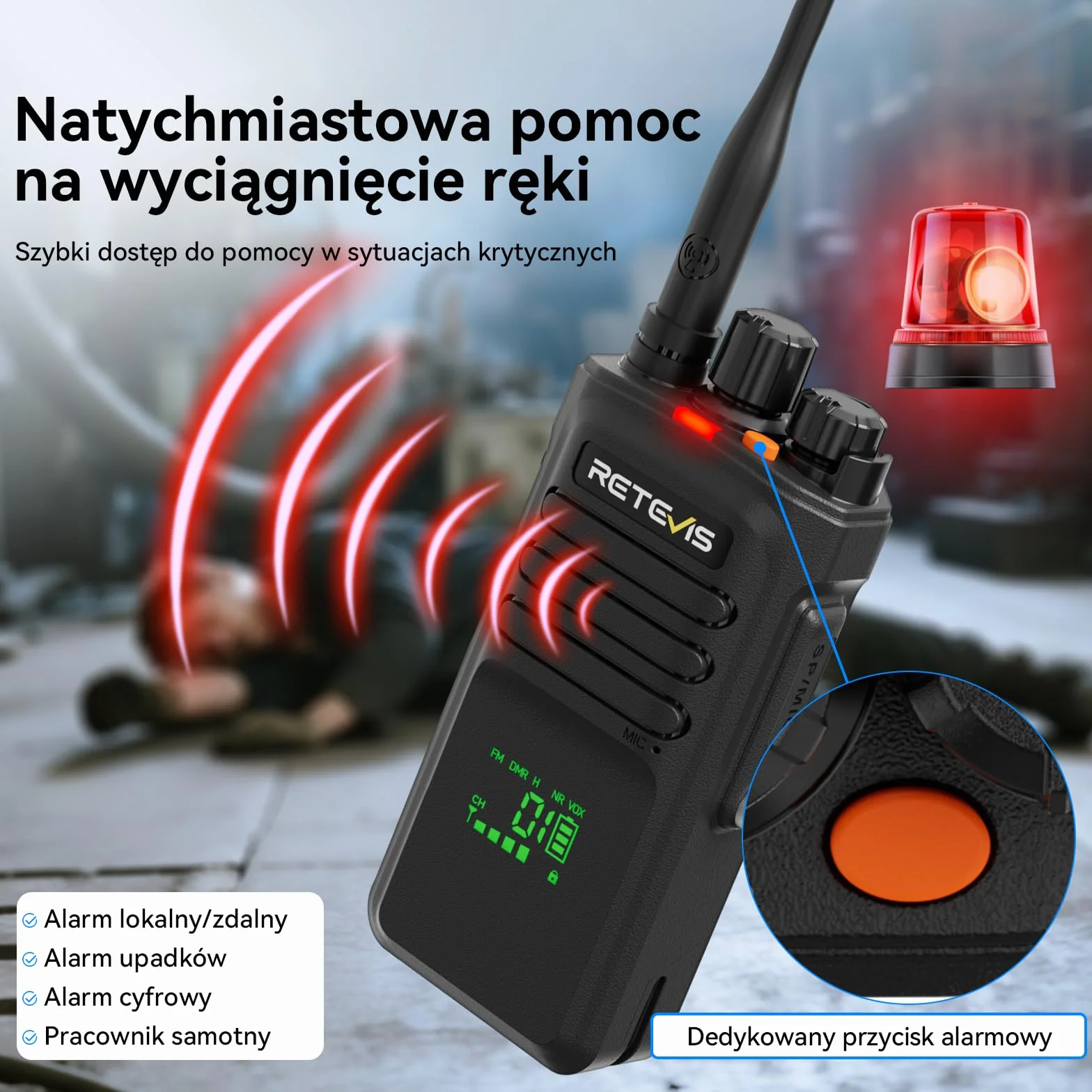 Retevis NR40 Krótkofalówki dla Dorosłych, Radiotelefon DMR Dalekiego Zasięgu, Wodoszczelność IP67, 2800 mAh, Czysta jakość Dźwięku, Wytrzymałe Radio dla Logistycznych (Czarne, 1 Opakowanie)