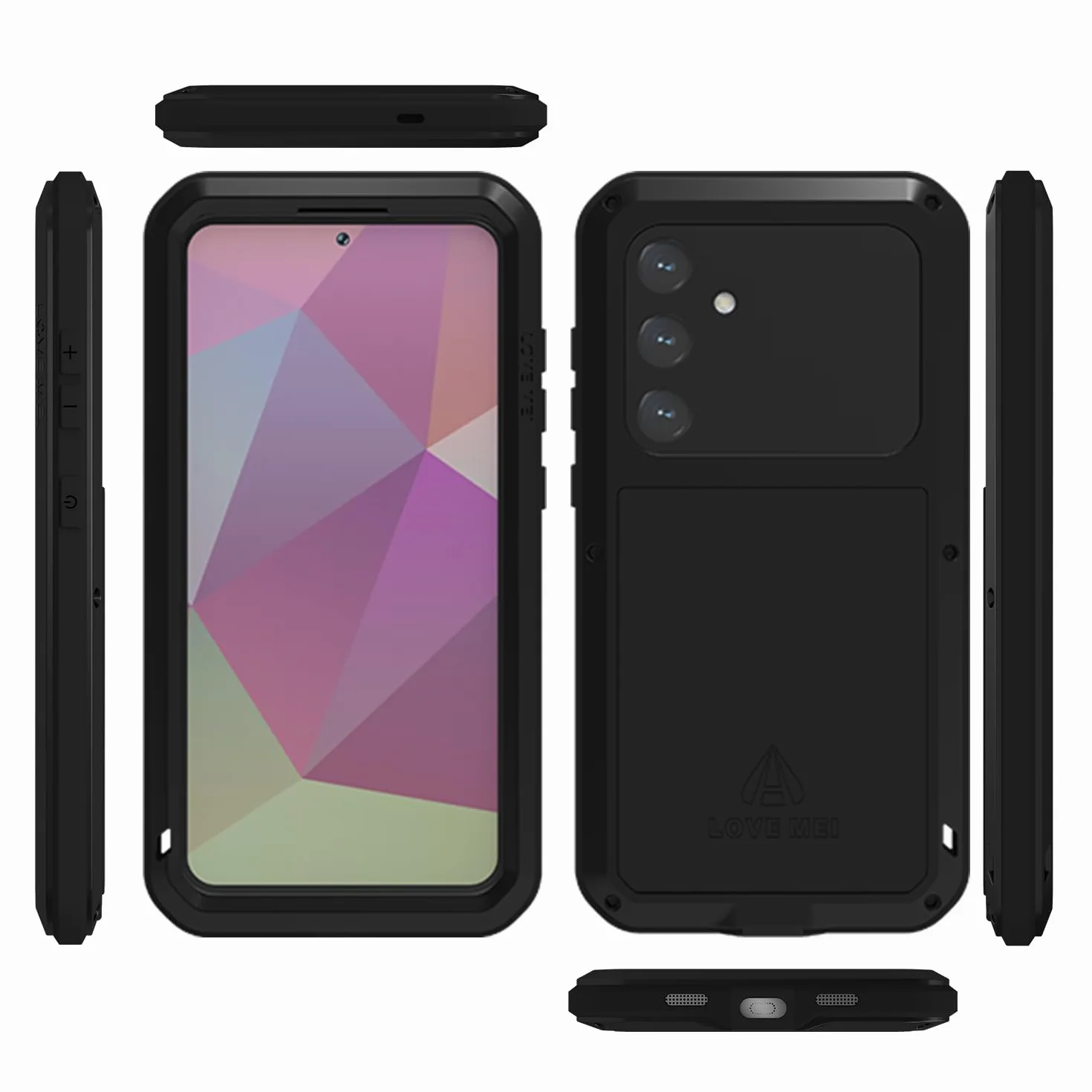 LJFLYXRI Wytrzymałe etui ochronne na całą obudowę do Galaxy S24 Plus, wytrzymałe aluminiowe i silikonowe, odporne na wstrząsy etui z wbudowaną osłoną ekranu (srebrne, S24 Plus)