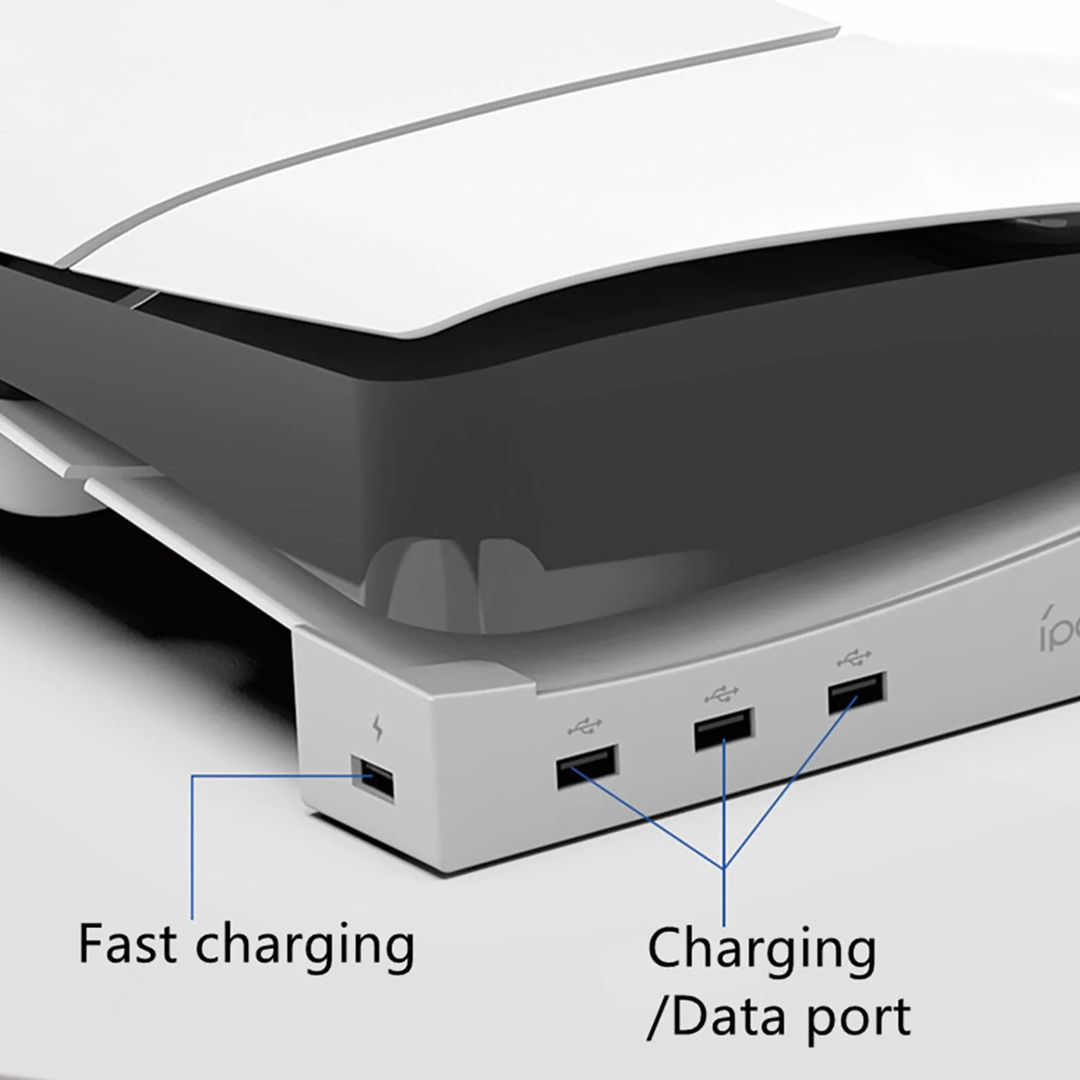 TECKEEN Poziomy stojak z 4 przedłużaczami USB HUB ładowarka port konsola uchwyt do konsoli PS5 Slim