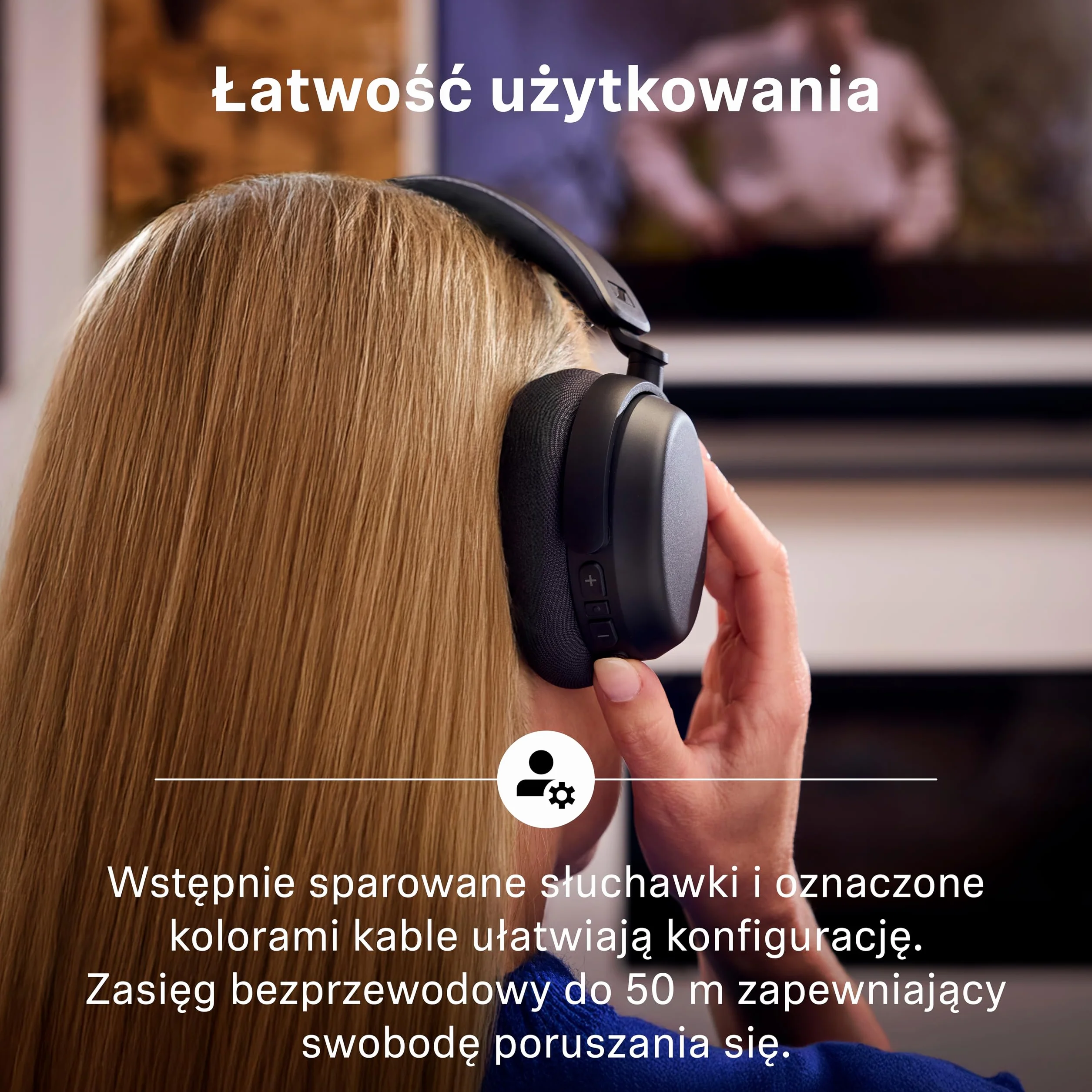 Sennheiser RS 255 Słuchawki Telewizyjne, Zestaw Słuchawek Bluetooth z Nadajnikiem, Bezprzewodowe o Niskich Opóźnieniach z Wirtualnym Dźwiękiem Przestrzennym, do 50 h Pracy na Baterii