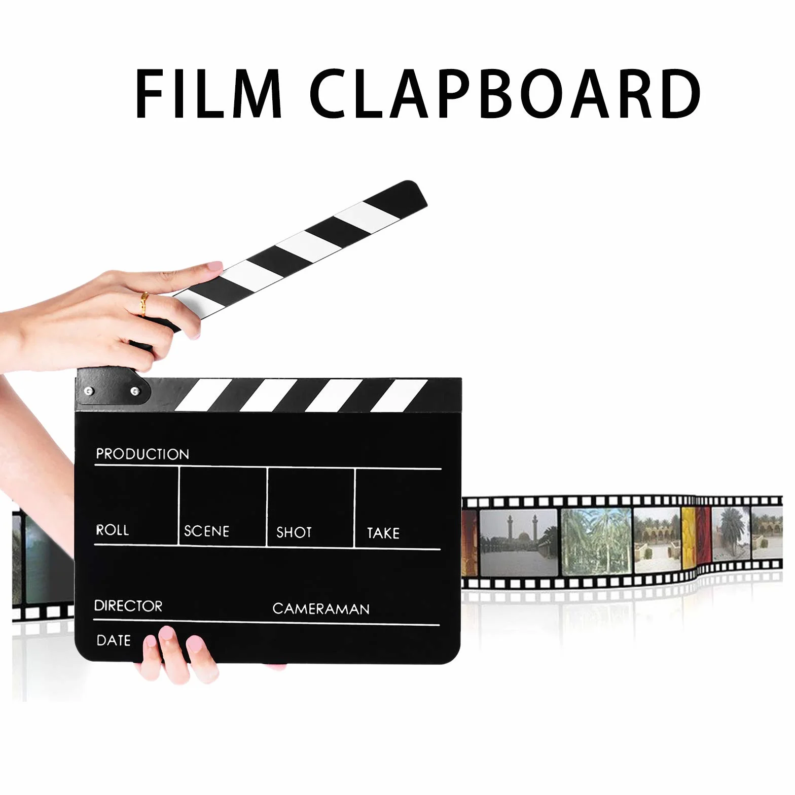 Akrylowe klap Clapperboard Film Scena akcji Łupek 30 x 24 cm, czarny