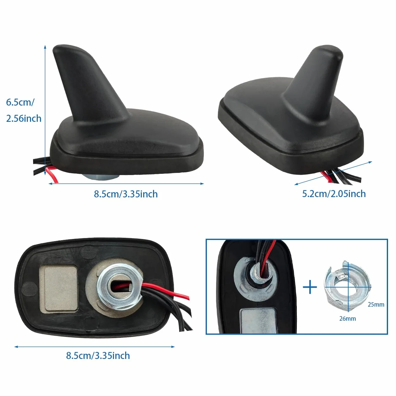 Vecys DAB DAB + FM/AM GPS Antena Samochodowa Shark Fin FM/AM GPS Antena Samochodowa na Dachu Wzmacniacz Sygnału SMB do SMA do DIN Adapter 5M RG174 Kabel