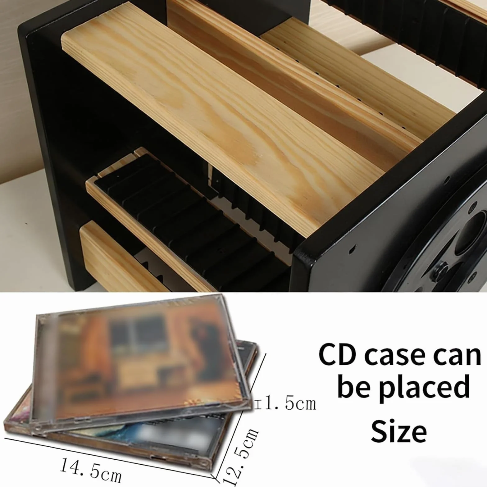 Organizer na płyty CD, drewniany stojak do przechowywania DVD, obracana o 360°, mieści 45 standardowych etui na płyty CD, idealny do salonu lub sypialni, domowej rozrywki