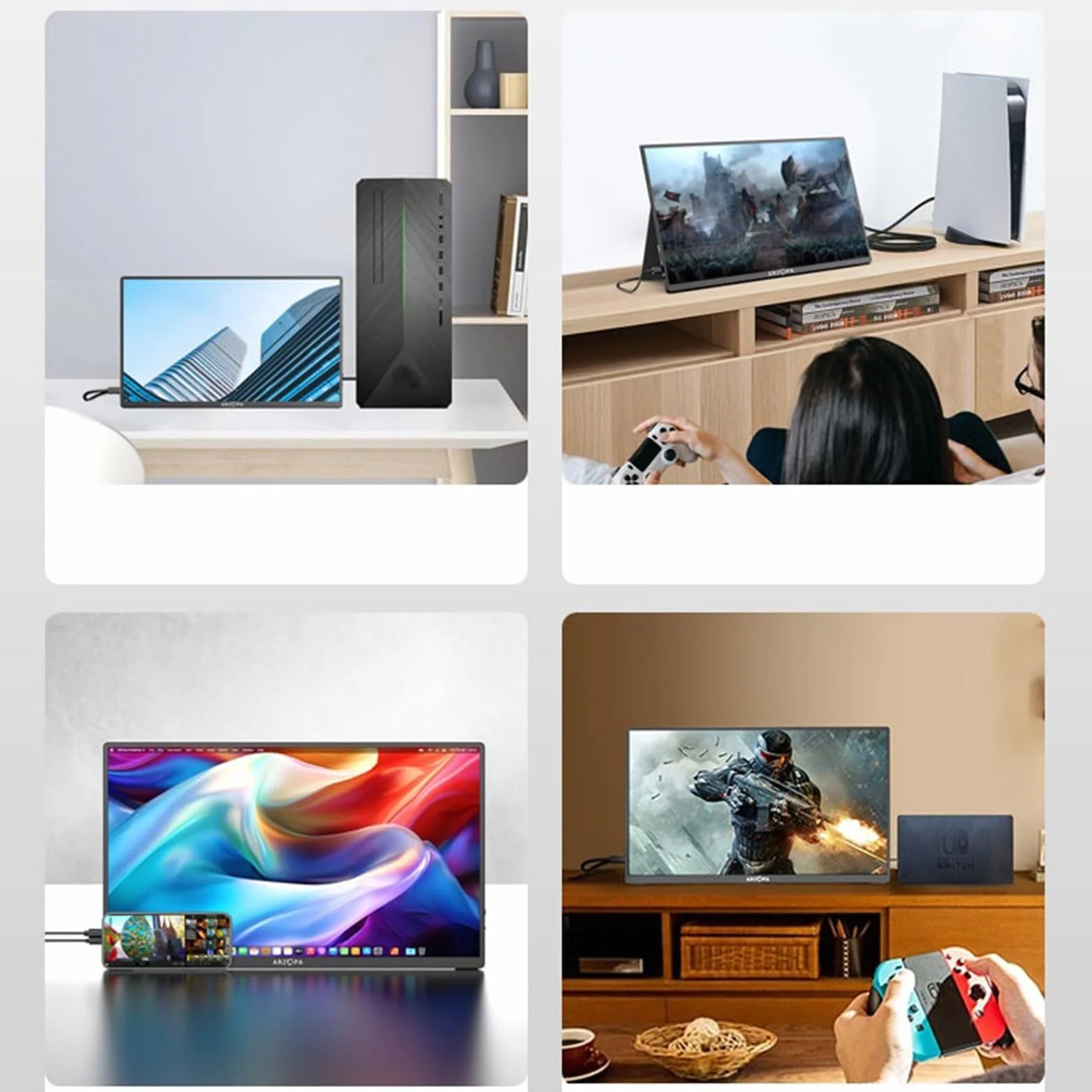 Monitor przenośny 17,3-calowy monitor z dużym ekranem Rozdzielczość 1920 * 1080 60 HZ IPS Ekran dodatkowy rozszerzający laptopa zewnętrzny hosta gier Monitor do laptopa