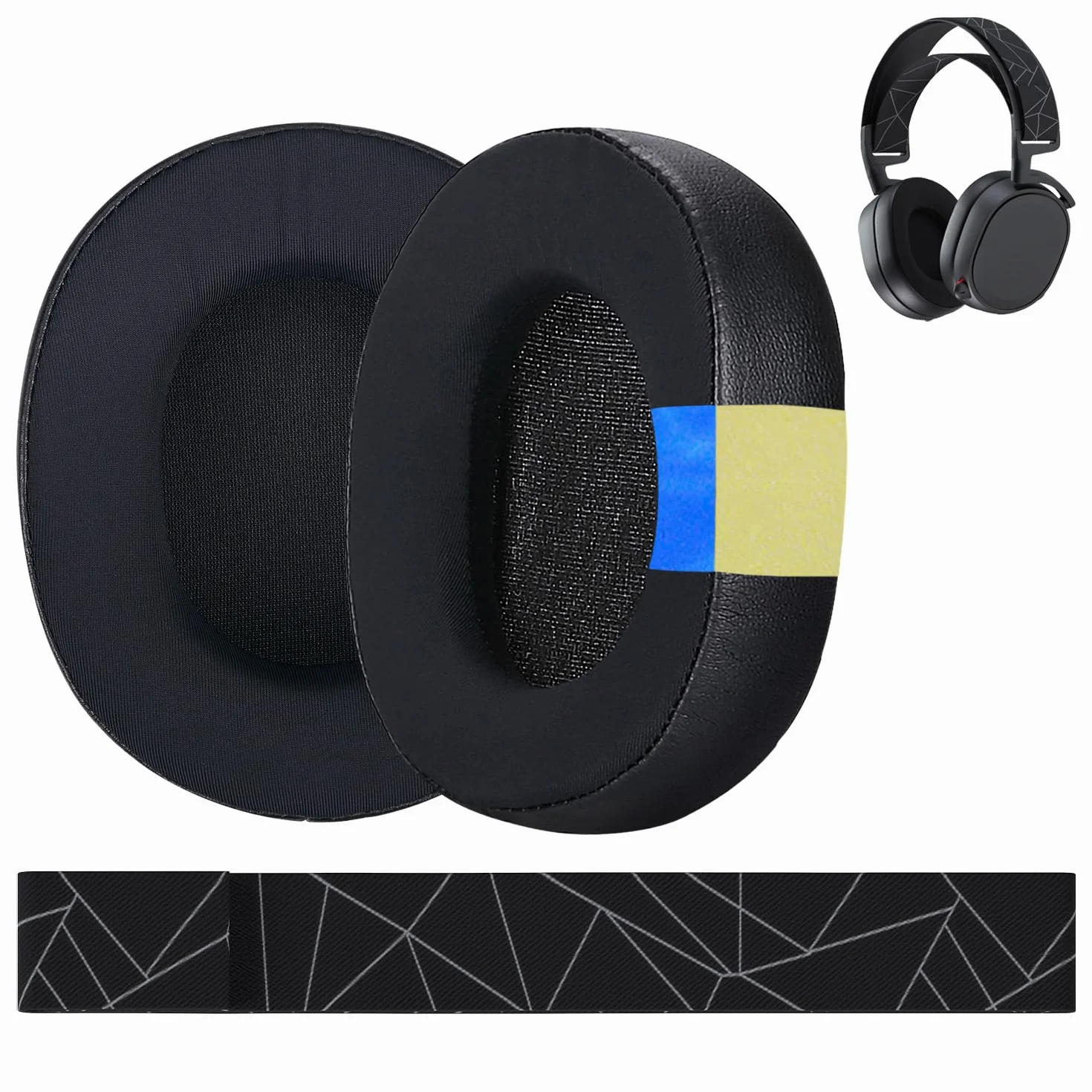 Zapasowe Nausznik i Pałąka do SteelSeries Arctis 7/9 / Pro & Prime Wireless Gaming Słuchawek od MMOBIEL - Chłodząco-żelowych Poduszka Uszu i Elastyczny Materiałowy Zamiennik Pałąka