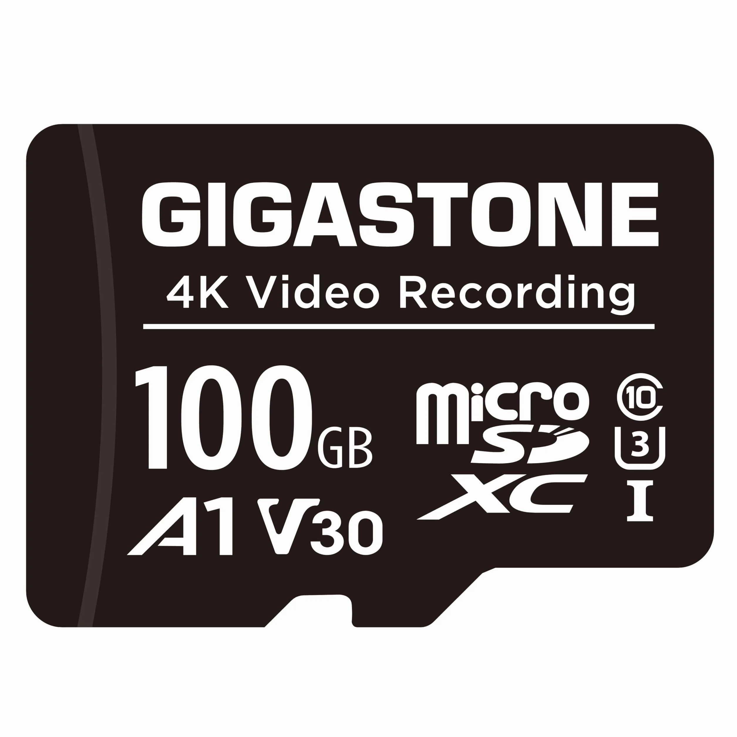 GIGASTONE Karta micro SD A1 V30 4K 100 GB, nagrywanie wideo, kompatybilna z kamerą bezpieczeństwa, kamerą pokładową, dronem, kartą pamięci microSDXC 100 MB/s UHS-I z adapterem
