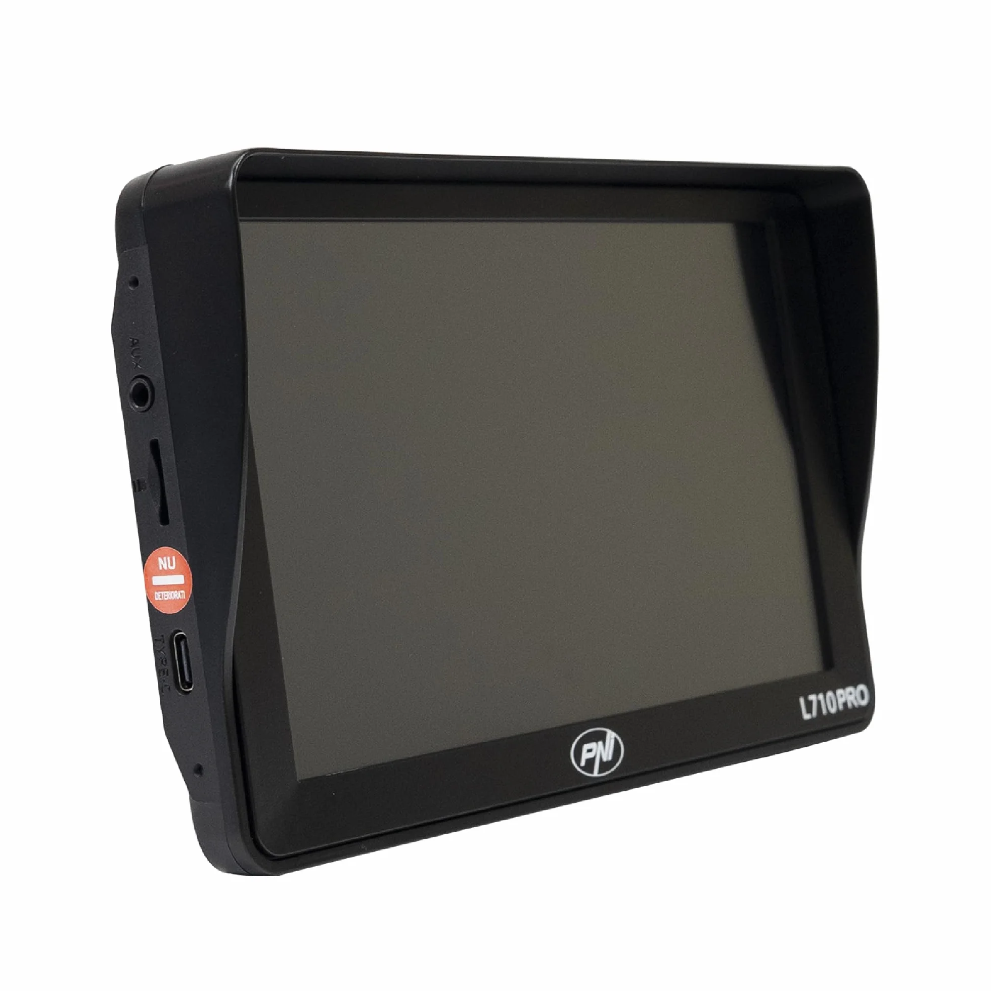System nawigacji GPS PNI L710 PRO z osłoną przeciwsłoneczną, 7 cali, 800 MHz, 256 MB DDR, 16 GB pamięci wewnętrznej, nadajnik FM, w zestawie dwa zasilacze samochodowe