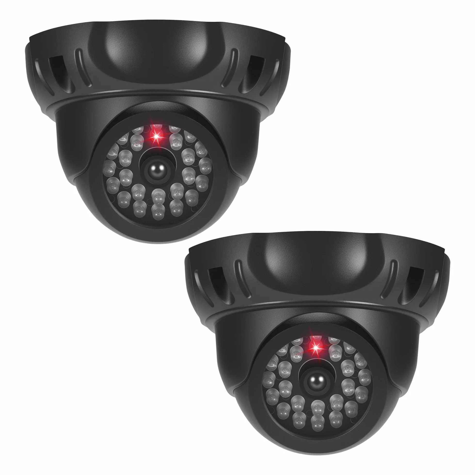JIZZU 2 sztuki atrapa kamery CCTV obrotowa zewnętrzna z migającą diodą LED do montażu na ścianie