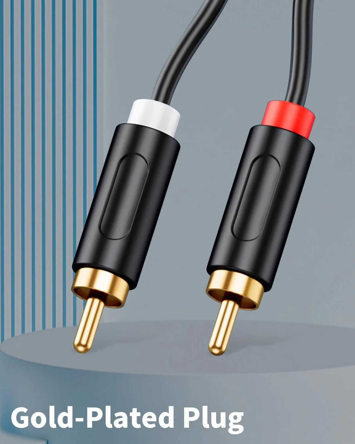Duttek Izolator pętli uziemienia RCA, eliminator szumów z filtrem z podwójnym kablem audio RCA męski na żeński do samochodowego systemu audio/domowego systemu stereo - Plug and Play