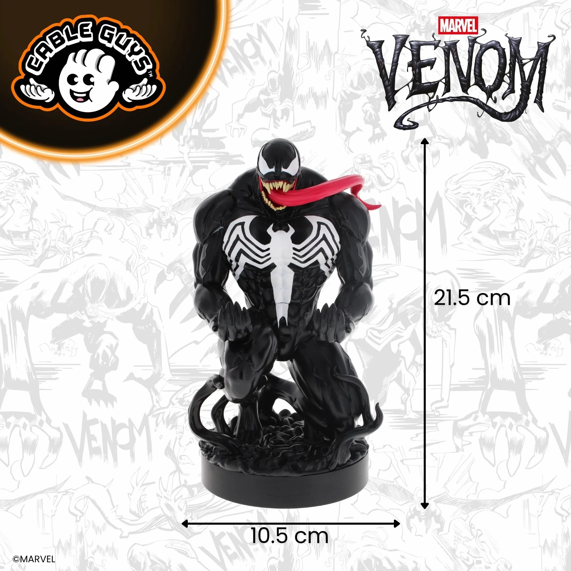Cable Guys - Marvel Comics Venom Gaming Accessories Holder & Phone Holder for Most Controller (Xbox, Play Station, Nintendo Switch) & Phone
