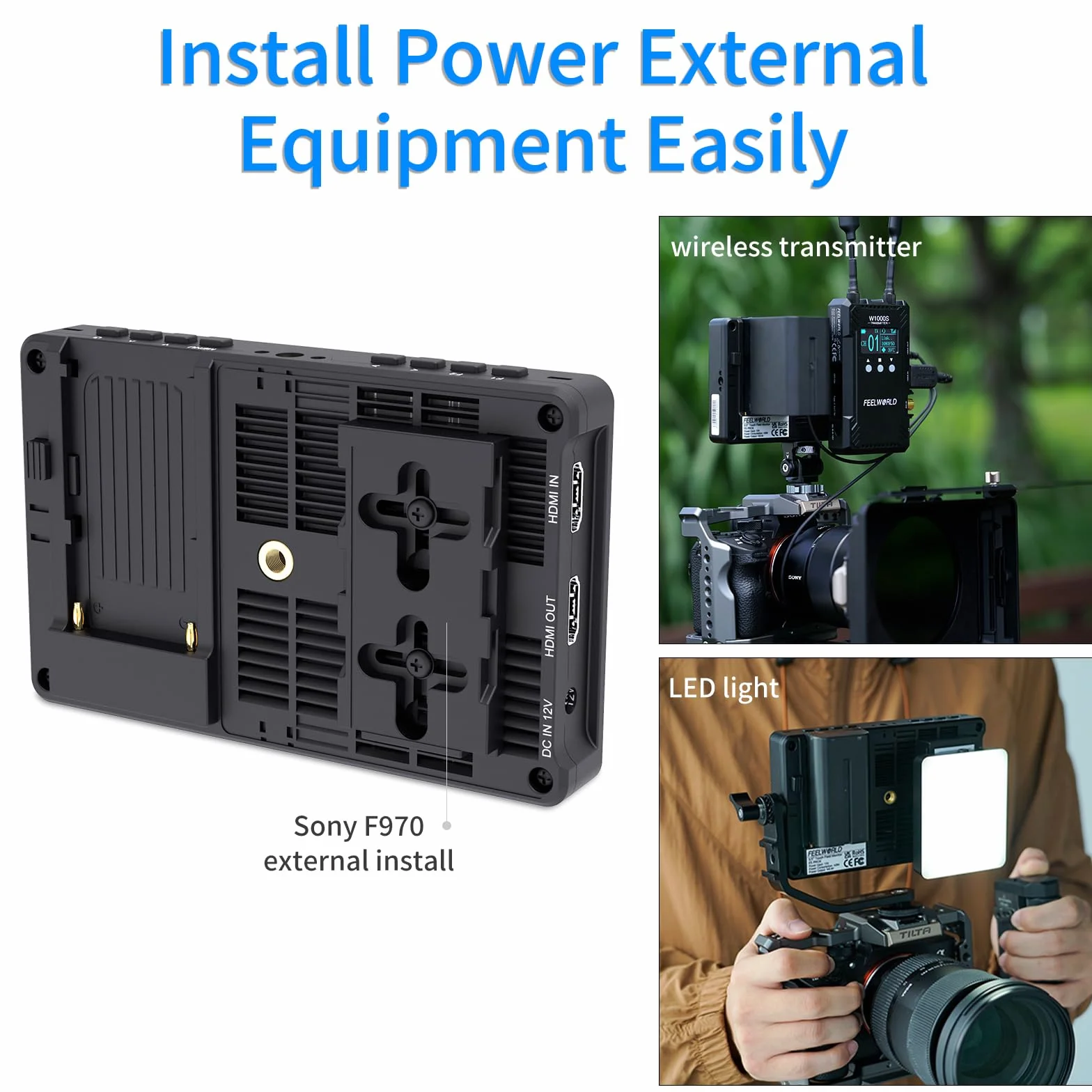 FEELWORLD F5 PRO X 1600 nits kamera monitor, 5,5 cala HDR IPS Field DSLR 1920 x 1080FHD ekran dotykowy z baterią 2800 mAh i etui, 4K 60 Hz HDMI 3D LUT Waveform Peaking Focus Zebra