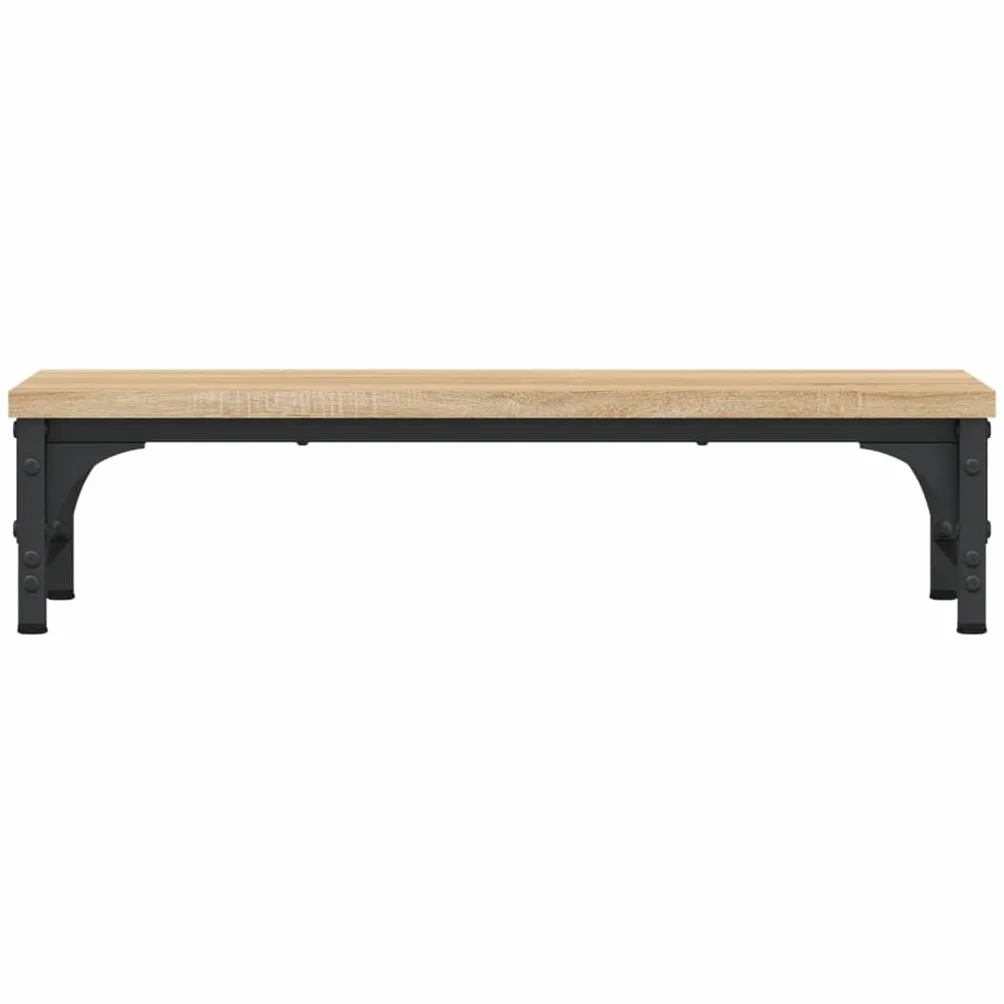 Hothingwell Uchwyt na monitor dębowy sonoma 55 x 23 x 14 cm, wykonany z drewna inżynierskiego, ergonomiczna konstrukcja z schowkiem pod ekranem na klawiaturę i akcesoria, antypoślizgowe regulowane