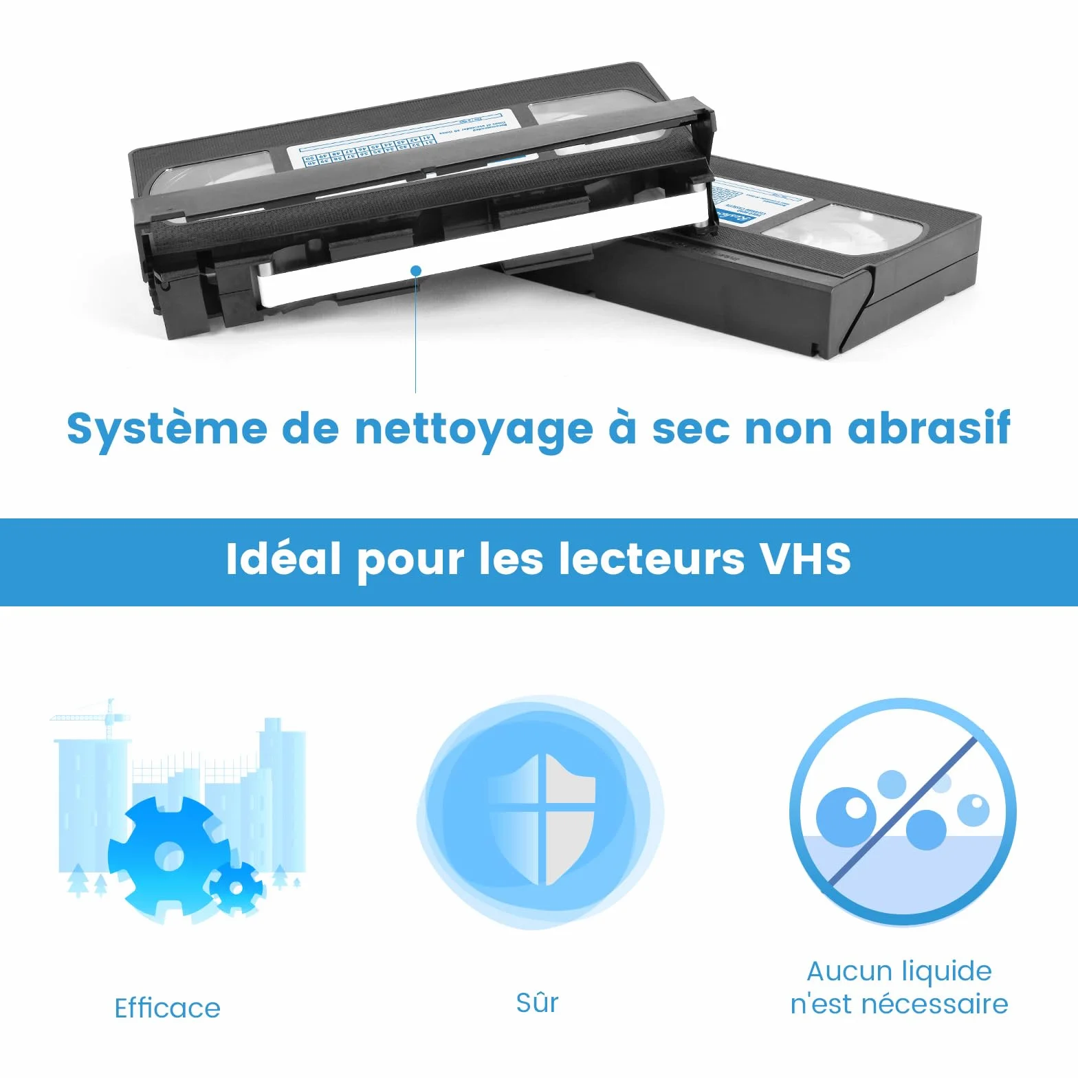 Reshow VHS Video Head Cleaner do odtwarzaczy VHS/VCR Technologia sucha Nie wymaga płynu Wielokrotnego użytku 30 razy