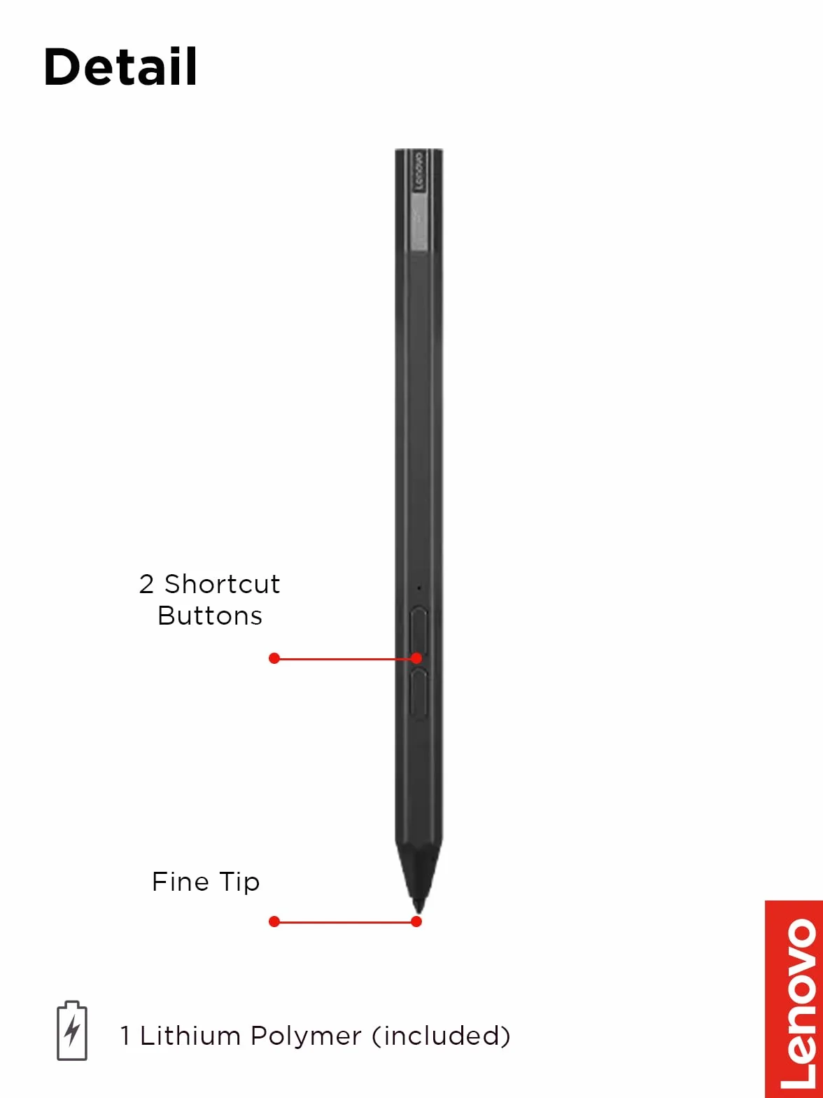Lenovo Precision 2 GX81J19854 Rysik do Tabletu, Czarny, 1 GB/s