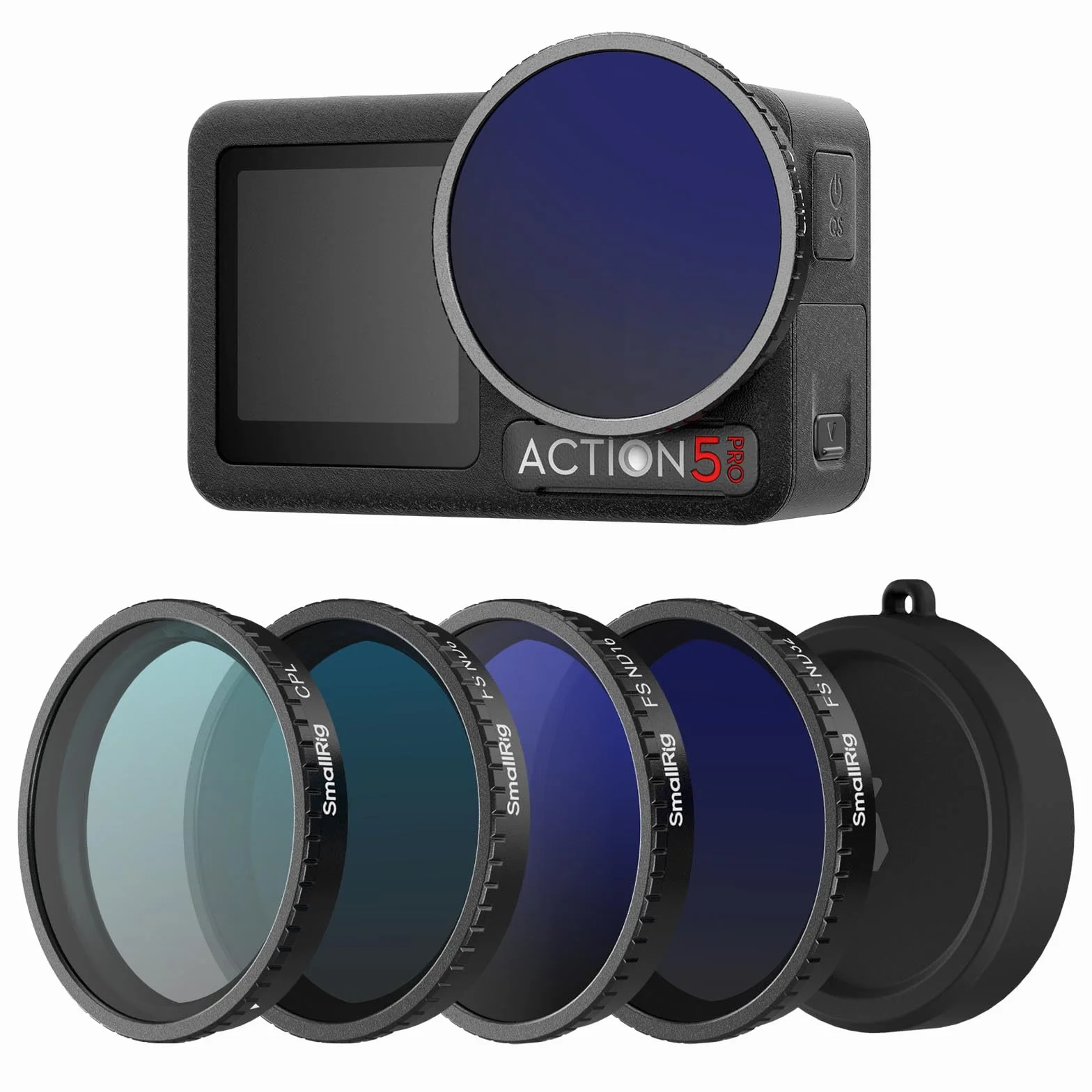 SMALLRIG Zestaw filtrów ND do DJI Osmo Action 5 Pro/Action 4, 5 szt. filtrów polaryzacyjnych CPL FS ND8, ND16, ND32 Snap-On i silikonowa osłona obiektywu, szkło optyczne HD/filtry wielowarstwowe 5411