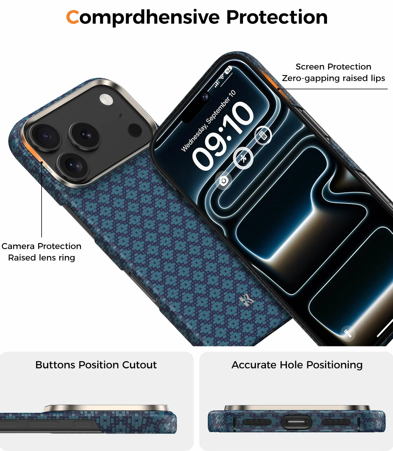 BENKS Ultra cienkie etui do iPhone 17 Pro, wykonane z włókien aramidowych Dupont Kevlar, etui na telefon komórkowy iPhone 17 Pro, odporne na uderzenia, odporne na zarysowania, smukłe etui na telefon