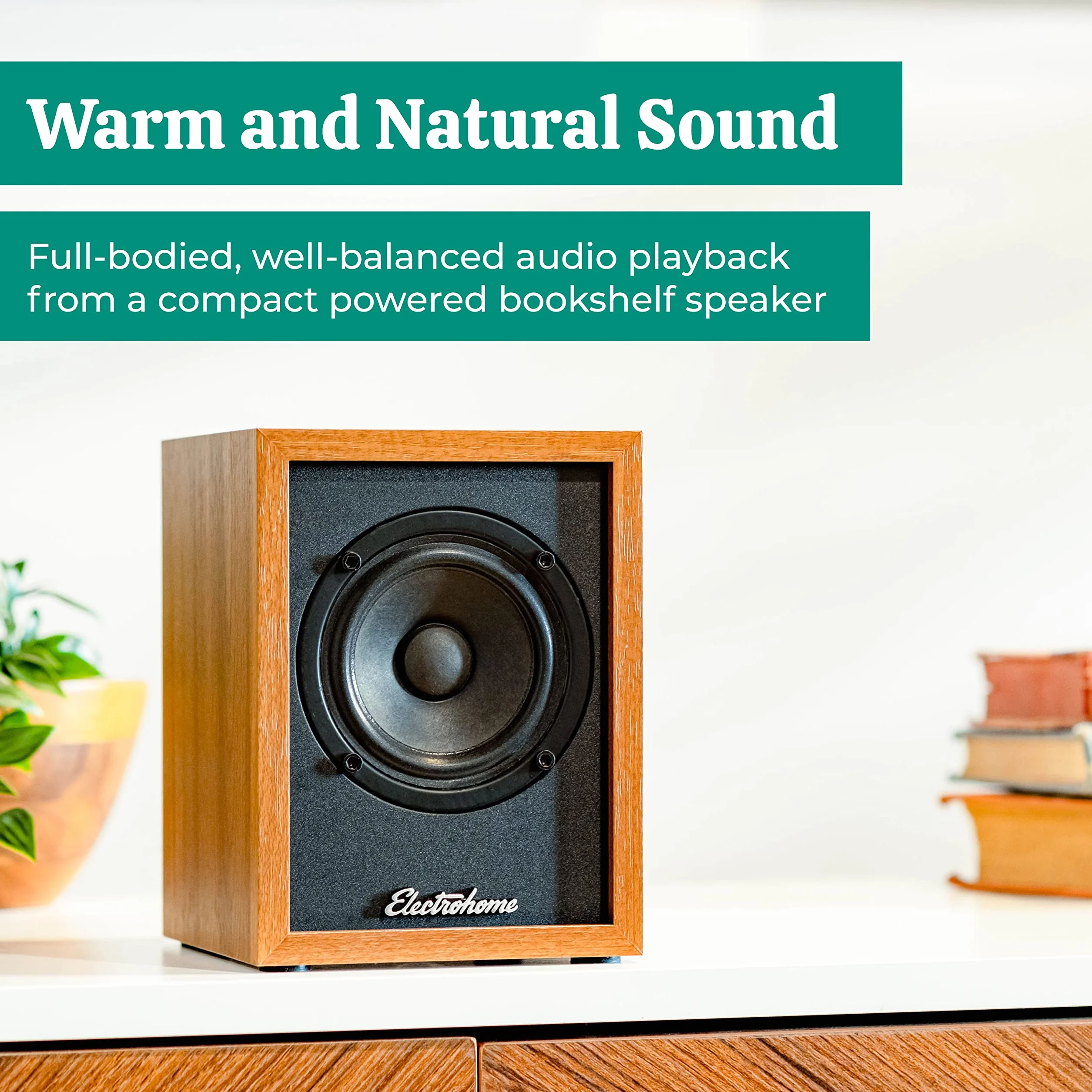 Electrohome Huntley Głośniki półkowe z wbudowanym wzmacniaczem i 3-calowymi sterownikami do gramofonu, telewizora, komputera i bezprzewodowego przesyłania muzyki z Bluetooth 5, RCA i Aux (EB10)