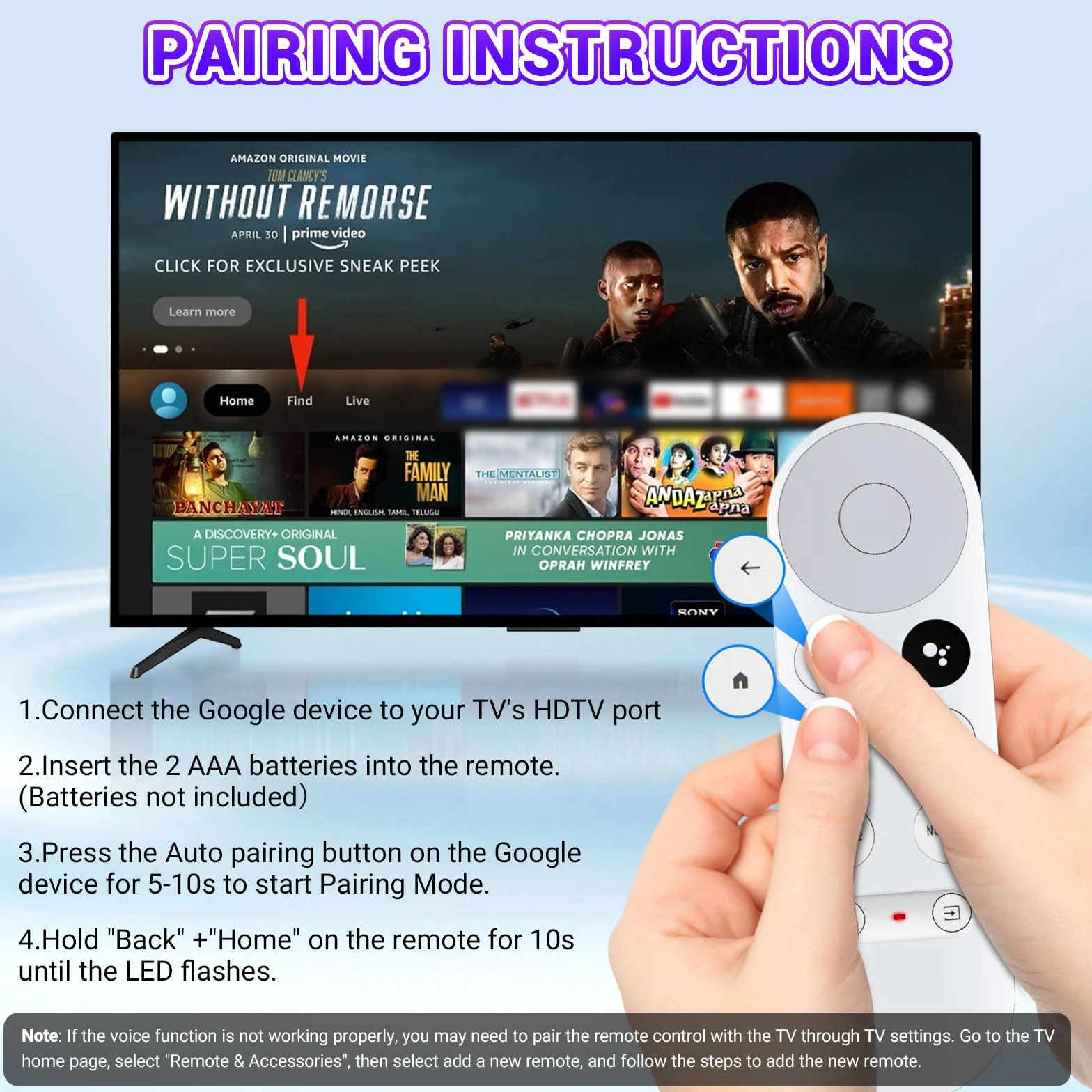 G9N9N zamiennik pilota do Google Chromecast TV 4K Snow Bluetooth, pilot głosowy, kompatybilny z Google GA01409-US, GA01919-US, GA01920-US, GA01923-US, GA02463-US, GA02464-US