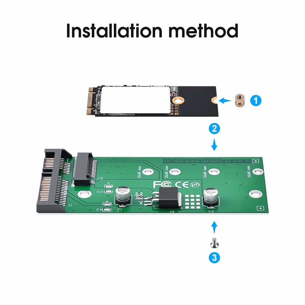 ELUTENG Adapter konwertera NGFF M.2 na SATA M.2 NGFF na 22-pinowy klucz na bazie karty SATA III B/B + M 2280 2260 2242 2230 mm SSD Super Speed 6 Gb/s do laptopa stacjonarnego