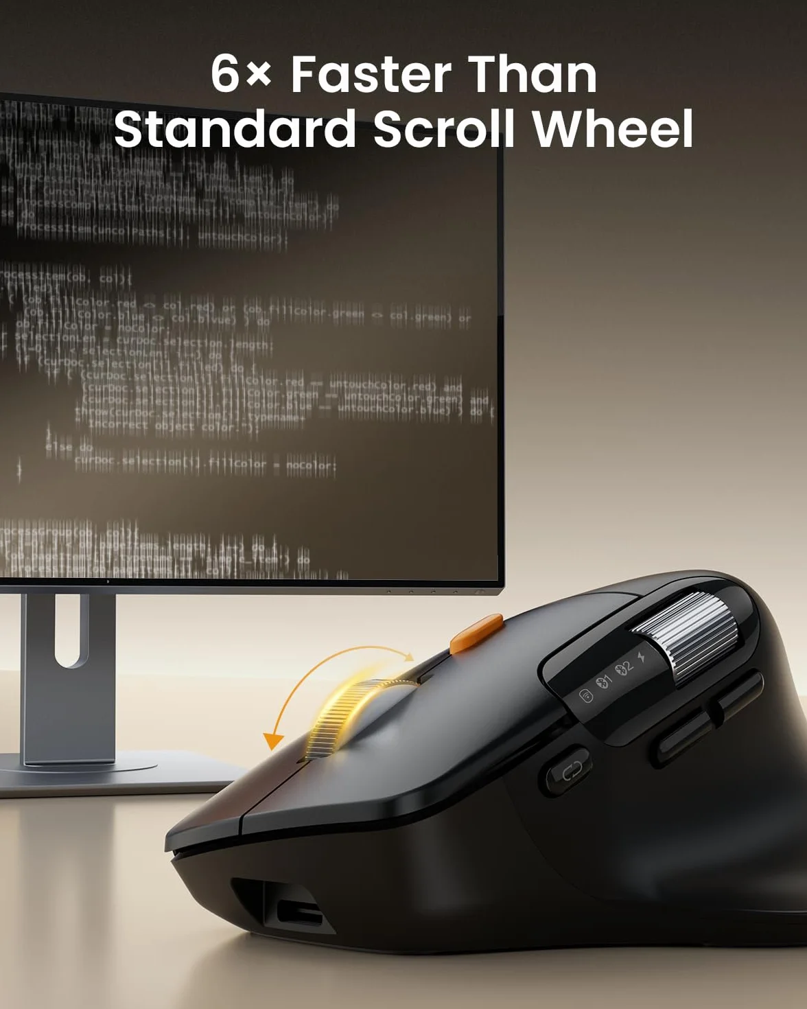 ProtoArc EM25 Ergonomiczna mysz z szybkim przewijaniem, bezprzewodowa 2,4 G + 2 x mysz komputerowa Bluetooth, przewijanie kciukiem, niestandardowy przycisk, akumulatorowa, 8K DPI, do Windows/Mac