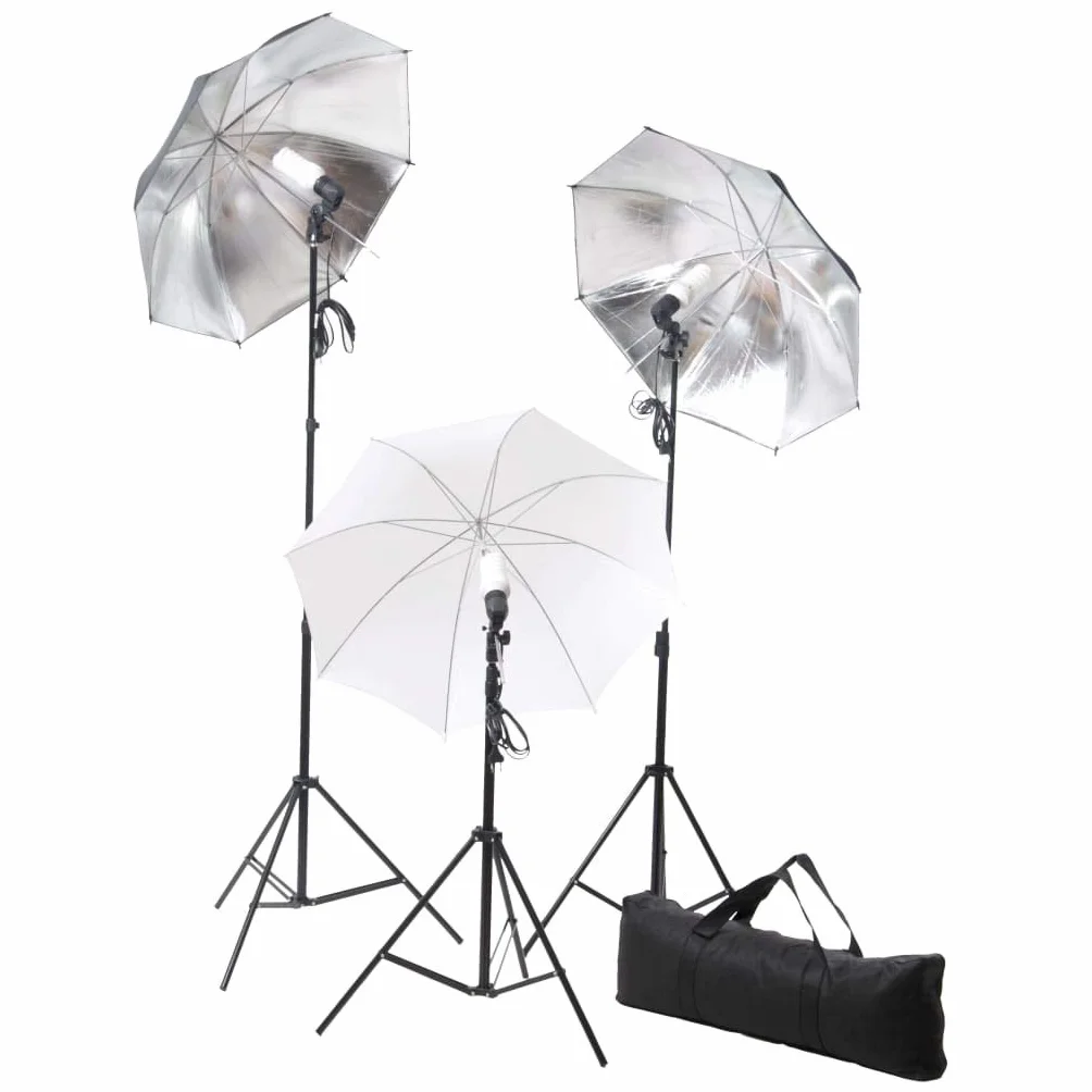 Zestaw do studia fotograficznego z lampami studyjnymi, system tła z bawełny, aluminiowy statyw do 230 cm, 3 lampy dzienne 5500 K, 3 abażury, torby do noszenia do studia, wideo, fotografii, portretów