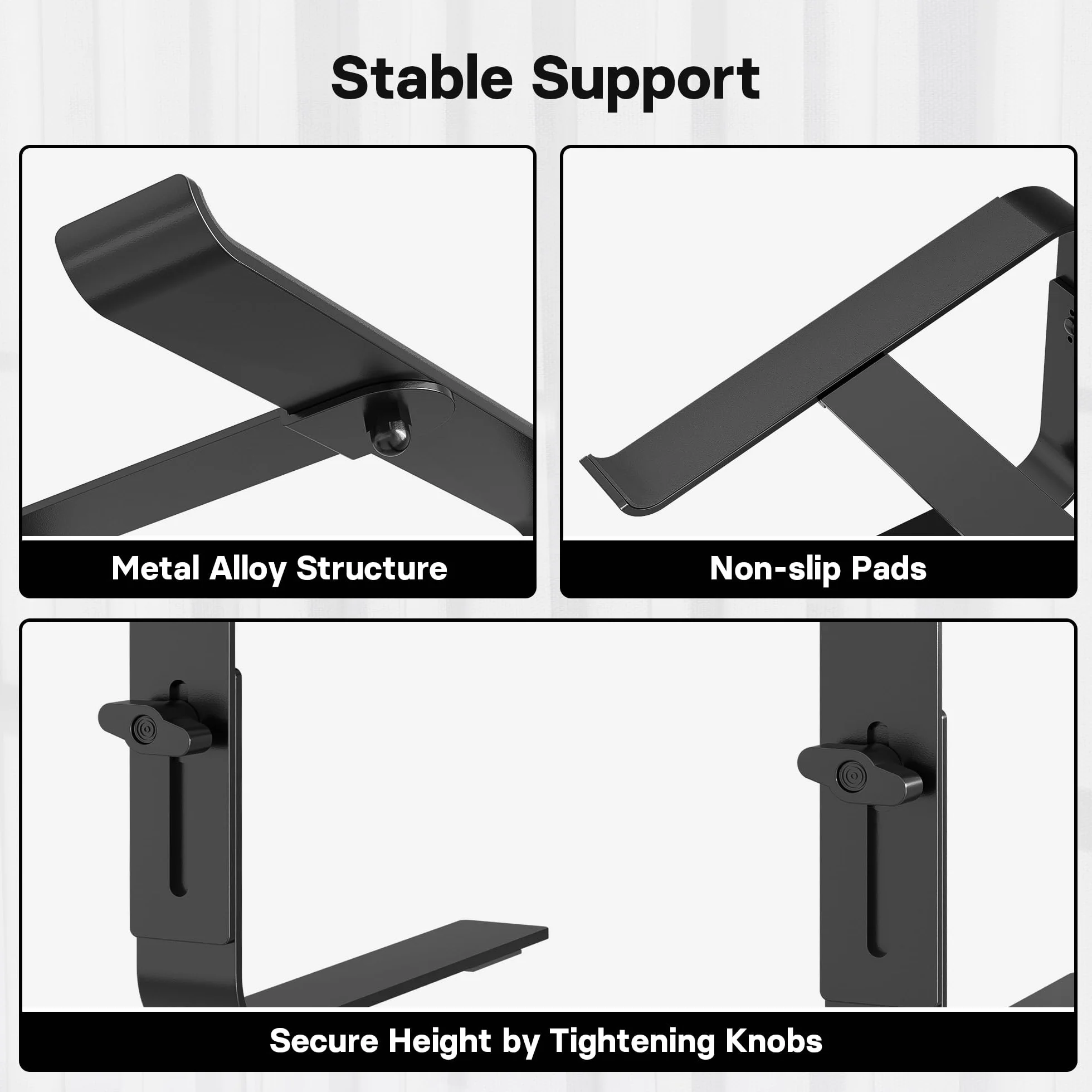BONTEC Stojak na Laptopa 10-17", Regulowana Wysokość 125-165mm, Ergonomiczny Uchwyt, Odprowadzanie Ciepła
