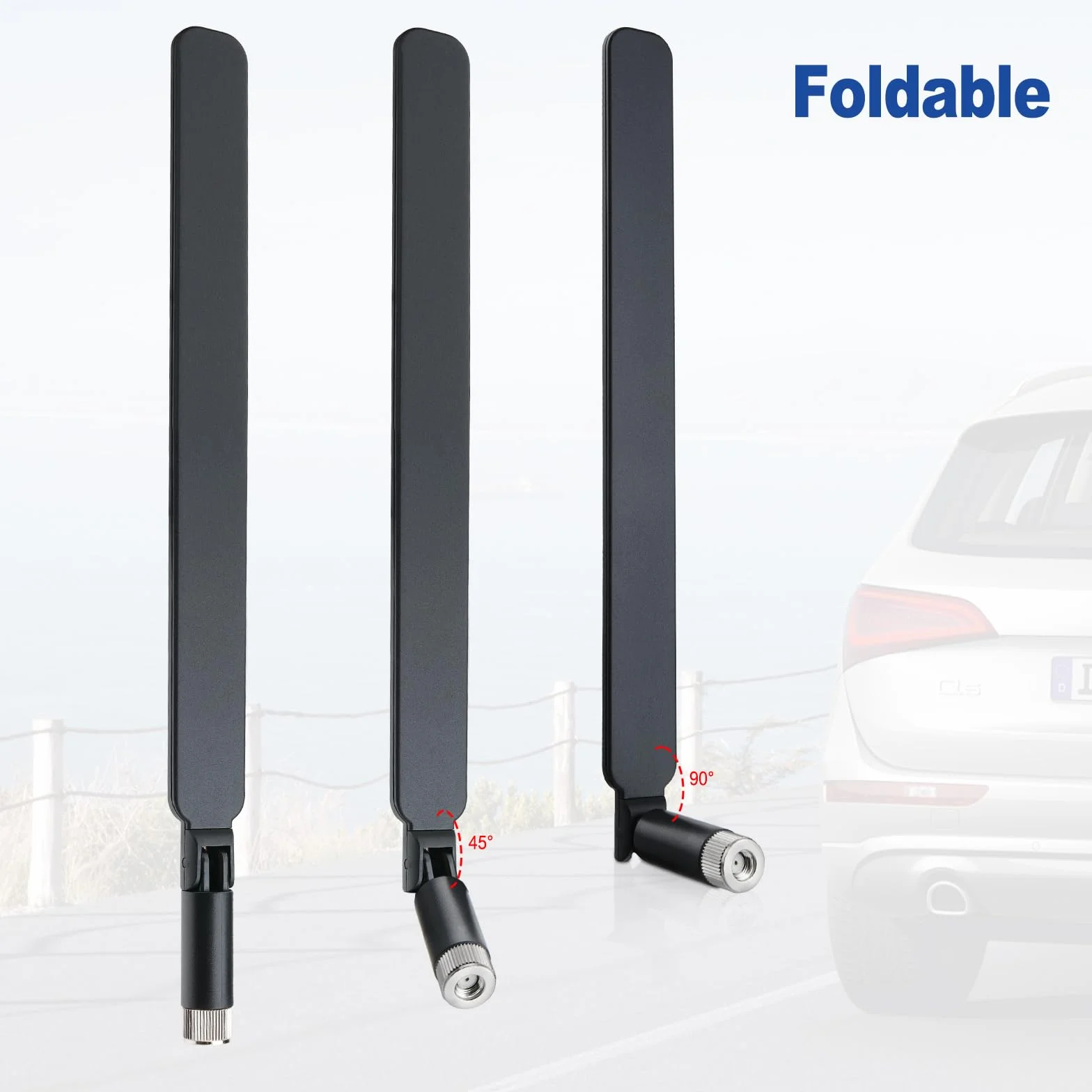 Superbat Dwuzakresowa antena Wi-Fi 2,4/5,8 GHz 8dBi MIMO | wtyczka RP-SMA | kompatybilna z routerem, mini PCI-Express PCIE karta sieciowa USB WiFi adapter monitoring kamer IP, dron FPV | 2-STK, czarna
