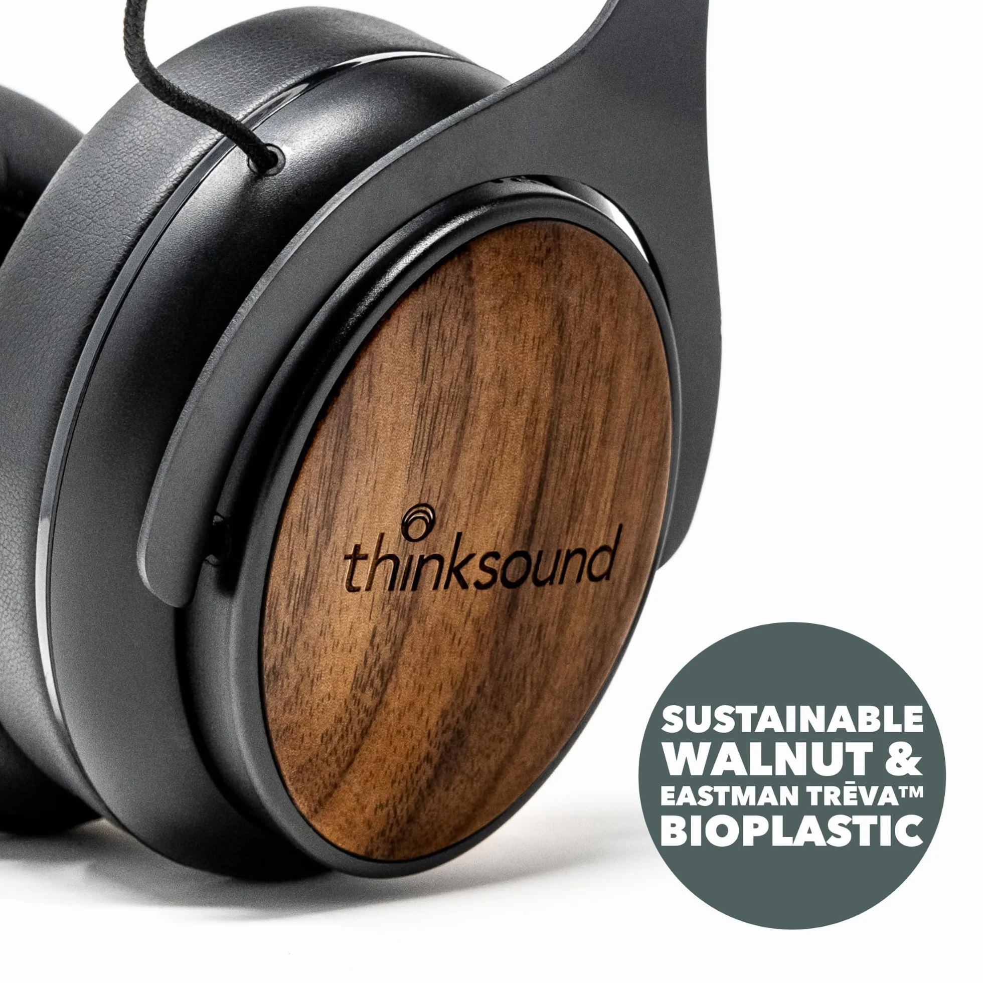 thinksound ov21 Przewodowe, zamknięte tylne słuchawki z mikrofonem – wykonane z drewna pozyskiwanego w sposób zrównoważony – stworzone dla entuzjastów muzyki, audiofilów, twórców podcastów i