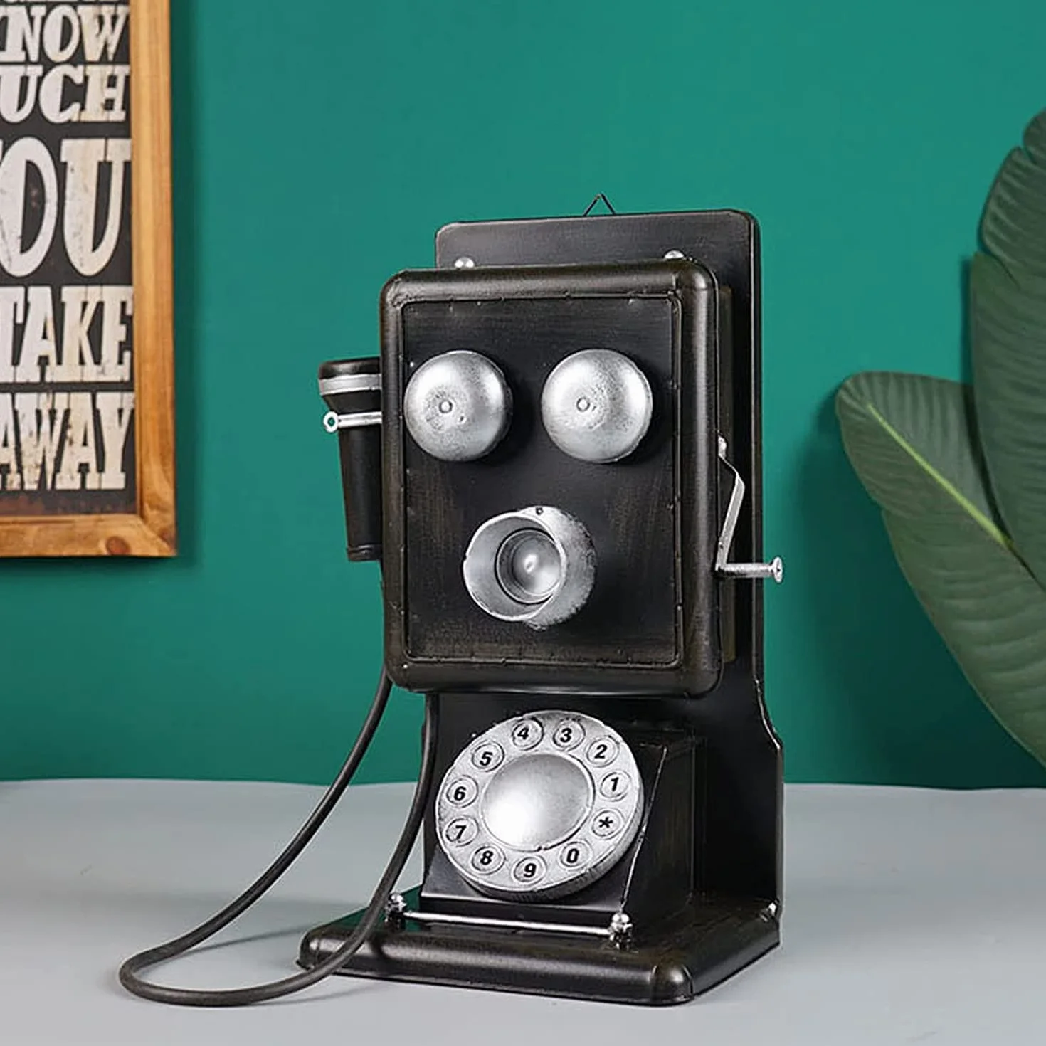 Przewodowy staromodny antyczny telefon stacjonarny dekoracja vintage retro imitacja antyczny telefon przewodowy dom biuro telefon