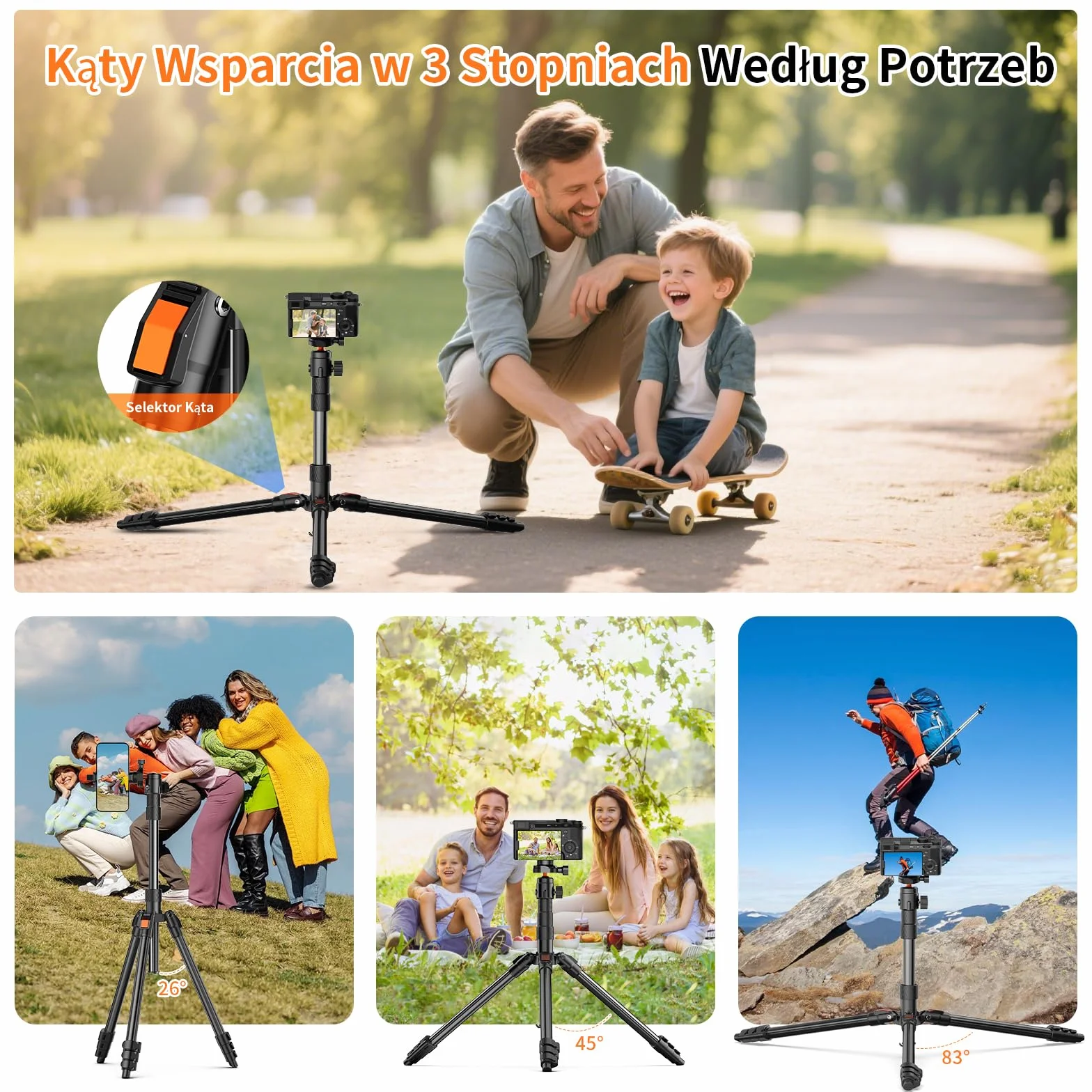 180cm Statyw do Aparatu, Aluminiowy Statyw do Telefonu z Torbą,Lekki Statyw Fotograficzny z Głowicą Kulową 360° i Nośnością 8 Kg, Tripod do Aparatów DSLR/Smartfona/Światła Pierścieniowego/Projektorów