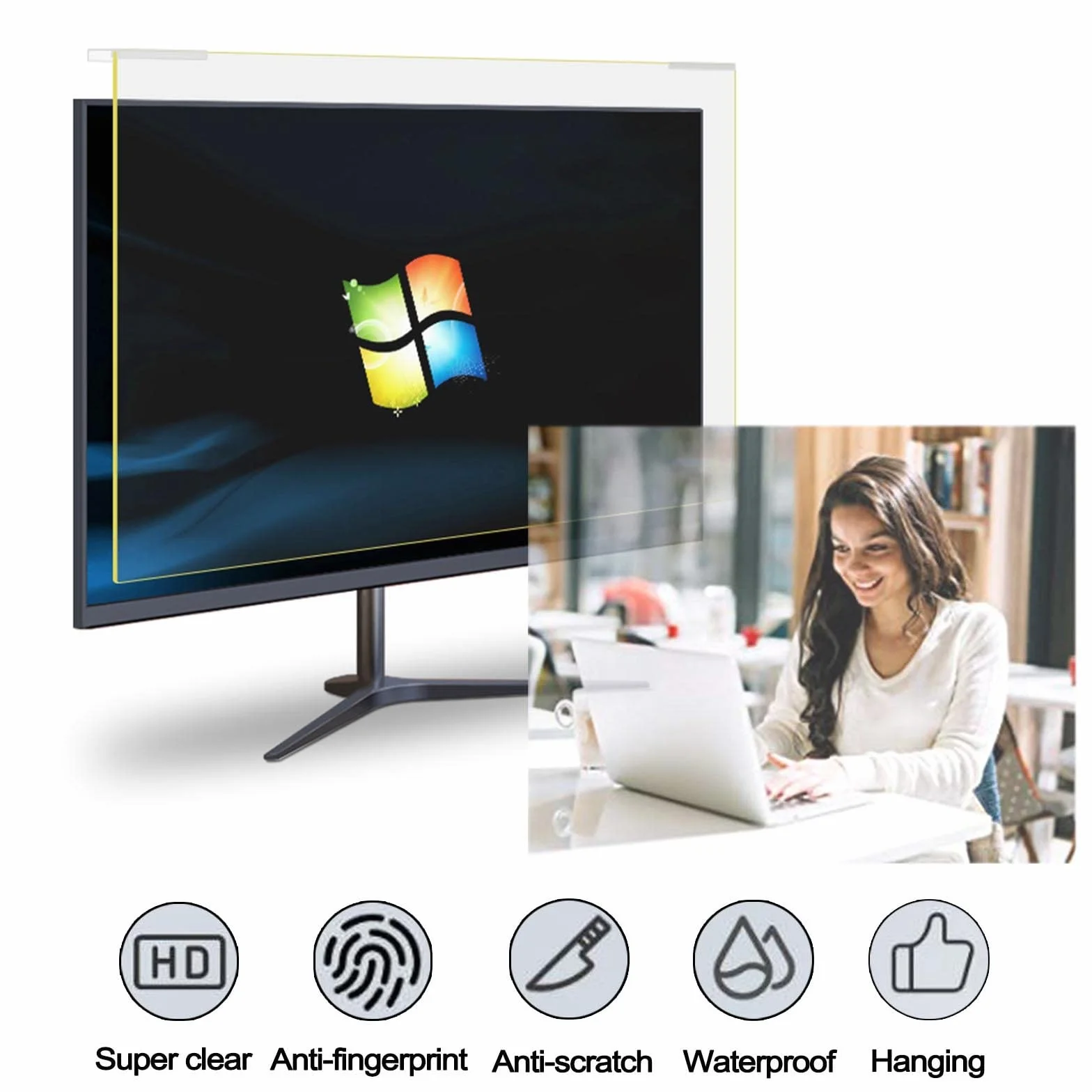 1 Sztuki HD Screen Protector Do Monitorów Komputerowych, Antis Glare Filter, Antis UV, Folia Ochronna Na Oczy Niebieskie Światło Blokujące, Wiszący Szybki Montaż, Brak Bąbelków