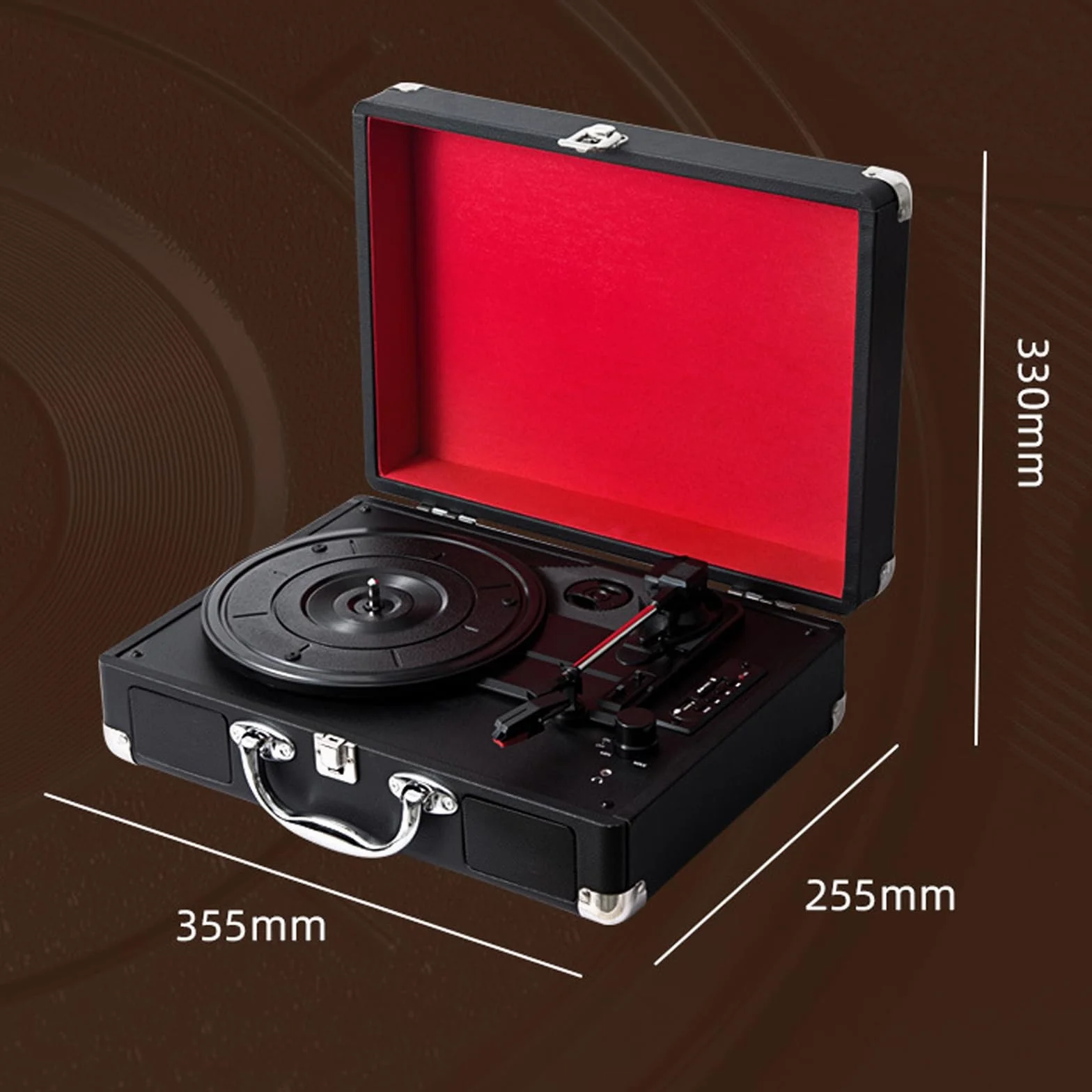 Gramofon walizkowy w stylu retro, gramofon stereo 33/45/78 obr./min, kompatybilny z płytami winylowymi i filmowymi, kompaktowy i przenośny, obsługuje płyty 7-calowe, 10-calowe i 12-calowe